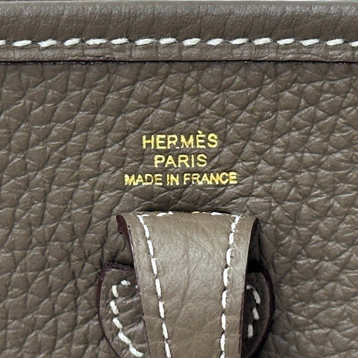Hermes Etoupe Gray Gray Navy Taurillon Clemence Leather Handbag Shoulder Bag (Pre-Owned)
