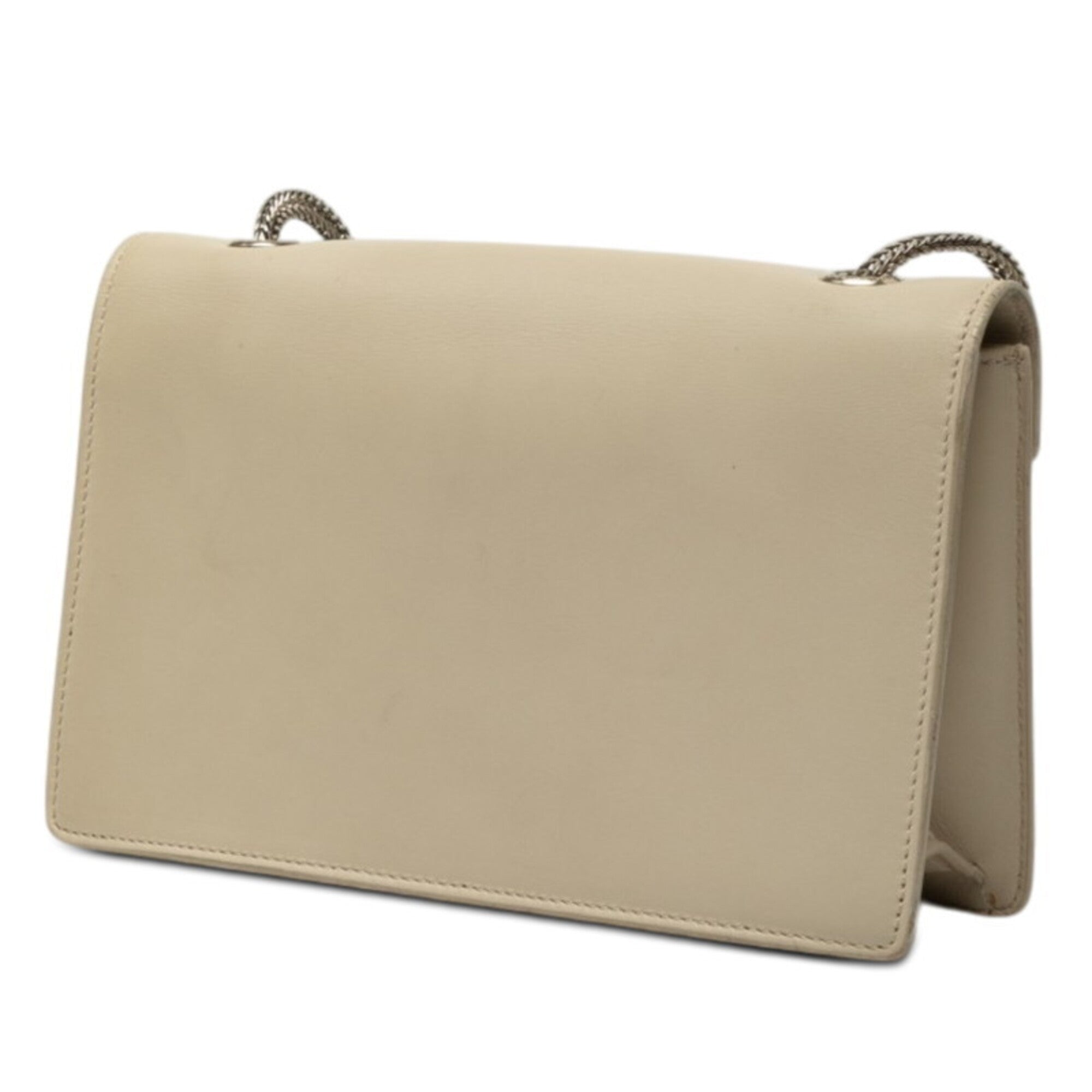 Saint Laurent Beige Gray Beige Leather Shoulder Bag (Pre-Owned)