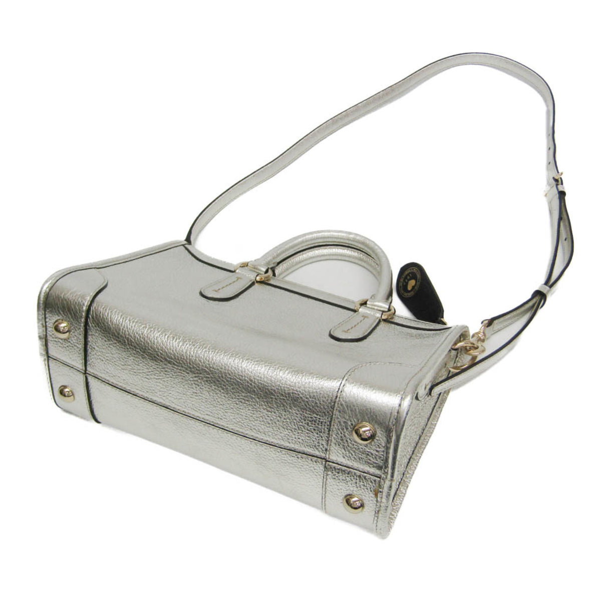 Salvatore Ferragamo Gancini Silver Leather Handbag Shoulder Bag (Pre-Owned)