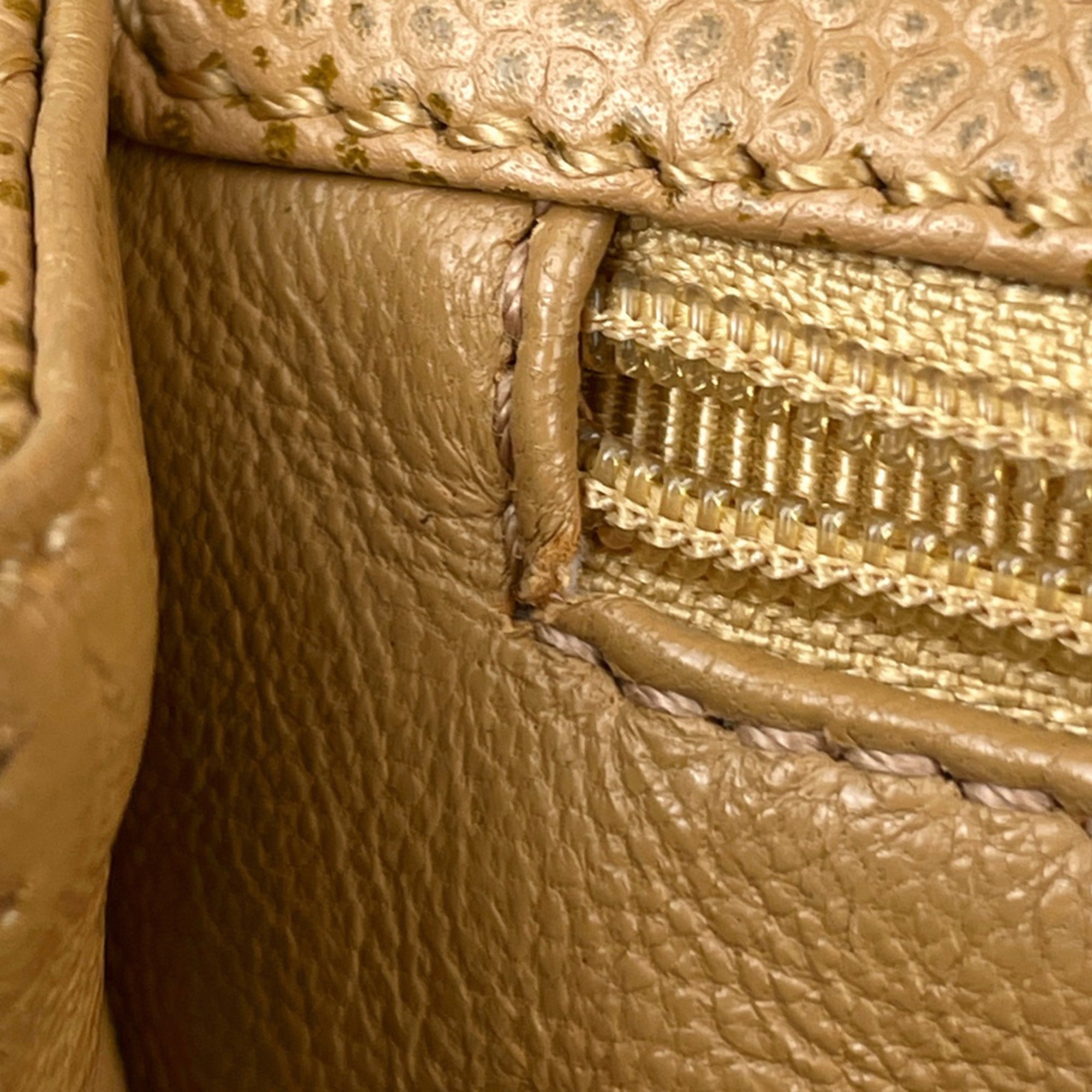 Chanel Beige Grained Calfskin Handbag (Pre-Owned)