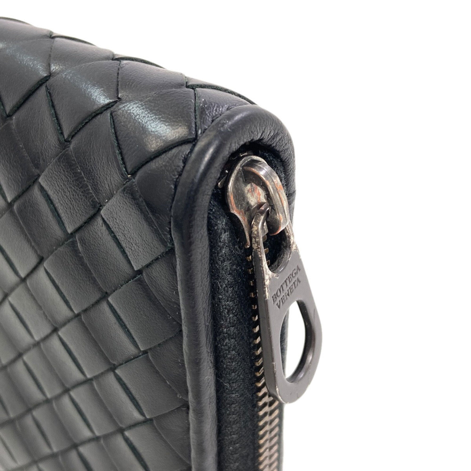 Bottega Veneta Black Leather Long Wallet (Bi-Fold) (Pre-Owned)