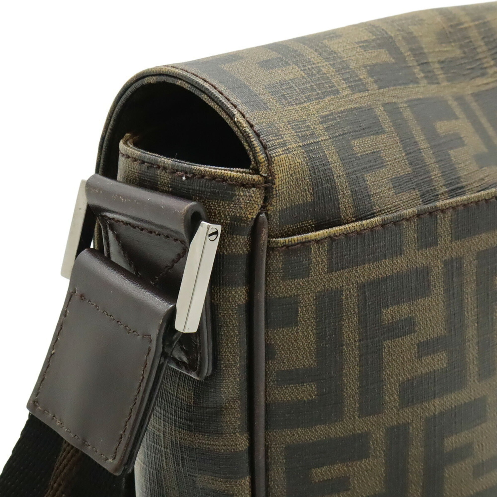 Fendi Dark Brown Khaki Brown Pvc Leather Shoulder Bag (Pre-Owned)