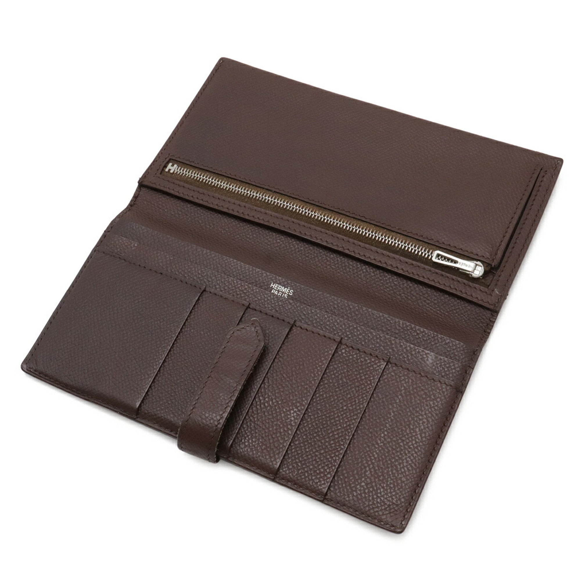 Hermes Dark Brown Epsom Leather Long Wallet (Bi-Fold) (Pre-Owned)
