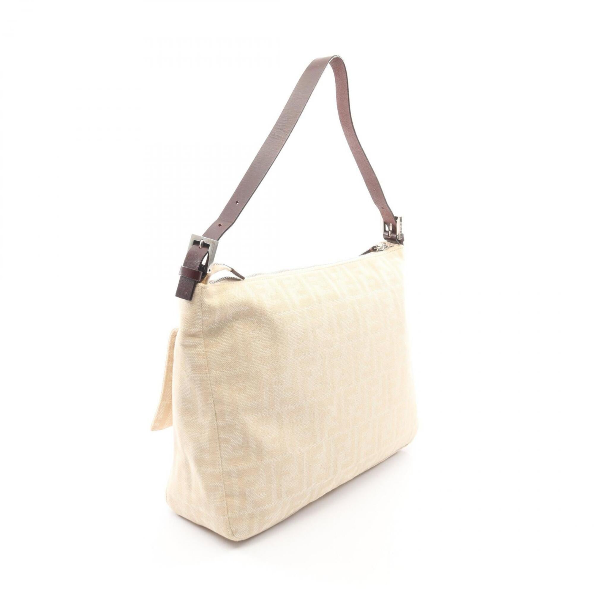 Fendi Beige Brown Canvas Leather Handbag Shoulder Bag (Pre-Owned)