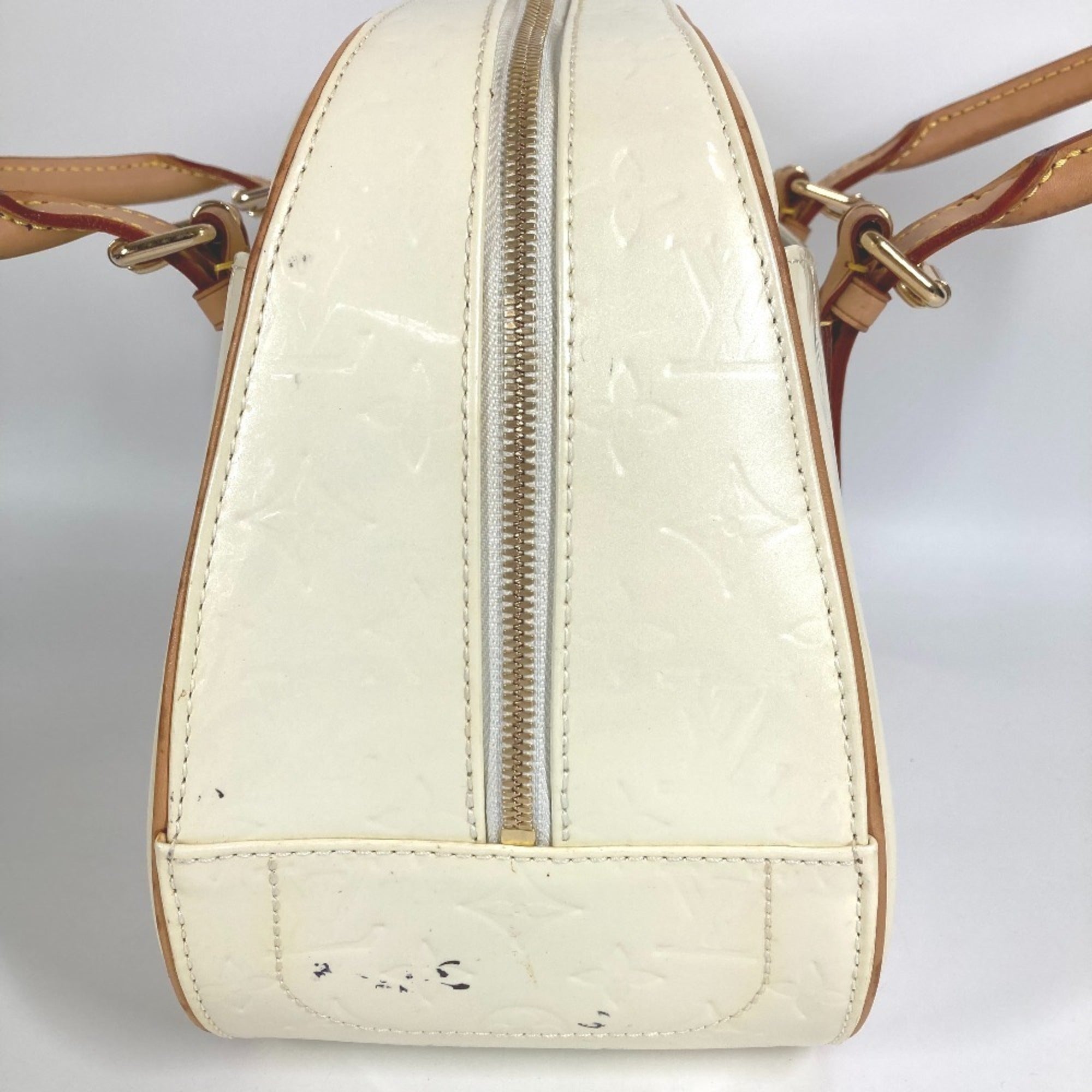 Louis Vuitton Pearl White Monogram Vernis Handbag Shoulder Bag Tote Bag (Pre-Owned)