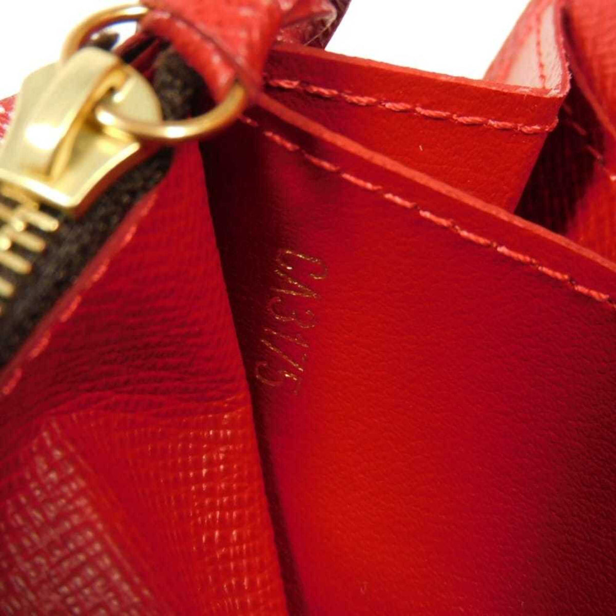 Louis Vuitton Brown Cerise Damier Canvas Ebene Red Color Damier Canvas Long Wallet (Bi-Fold) (Pre-Owned)