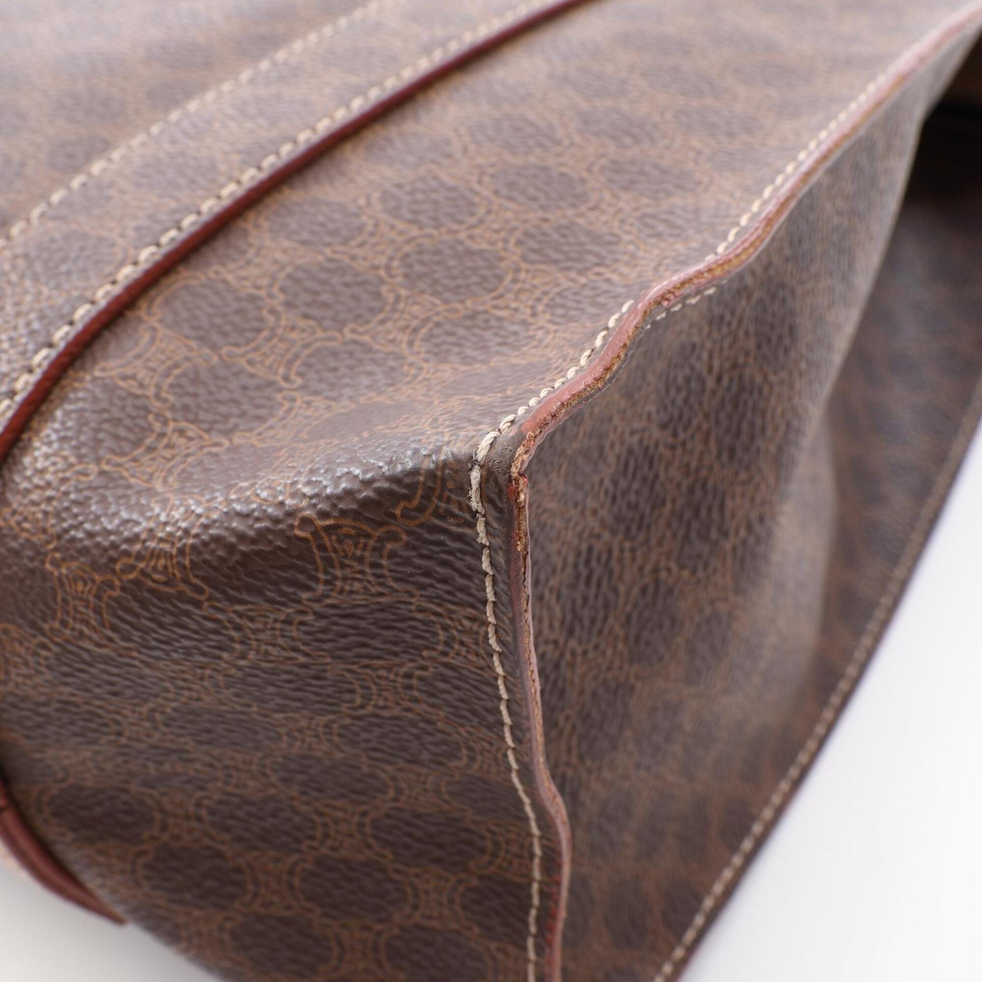 Celine Brown Coated Canvas Leather Handbag Tote Bag (Pre-Owned)