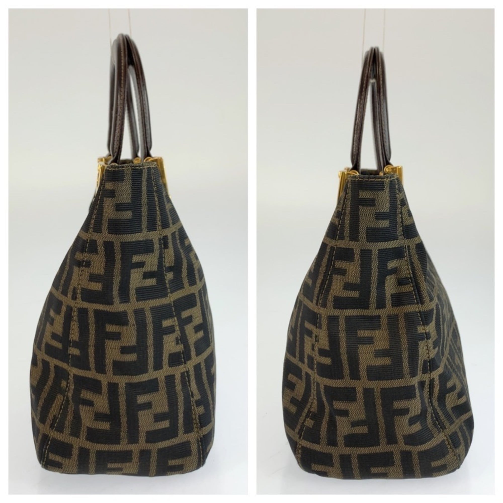 Fendi Brown Canvas Handbag Tote Bag (Pre-Owned)