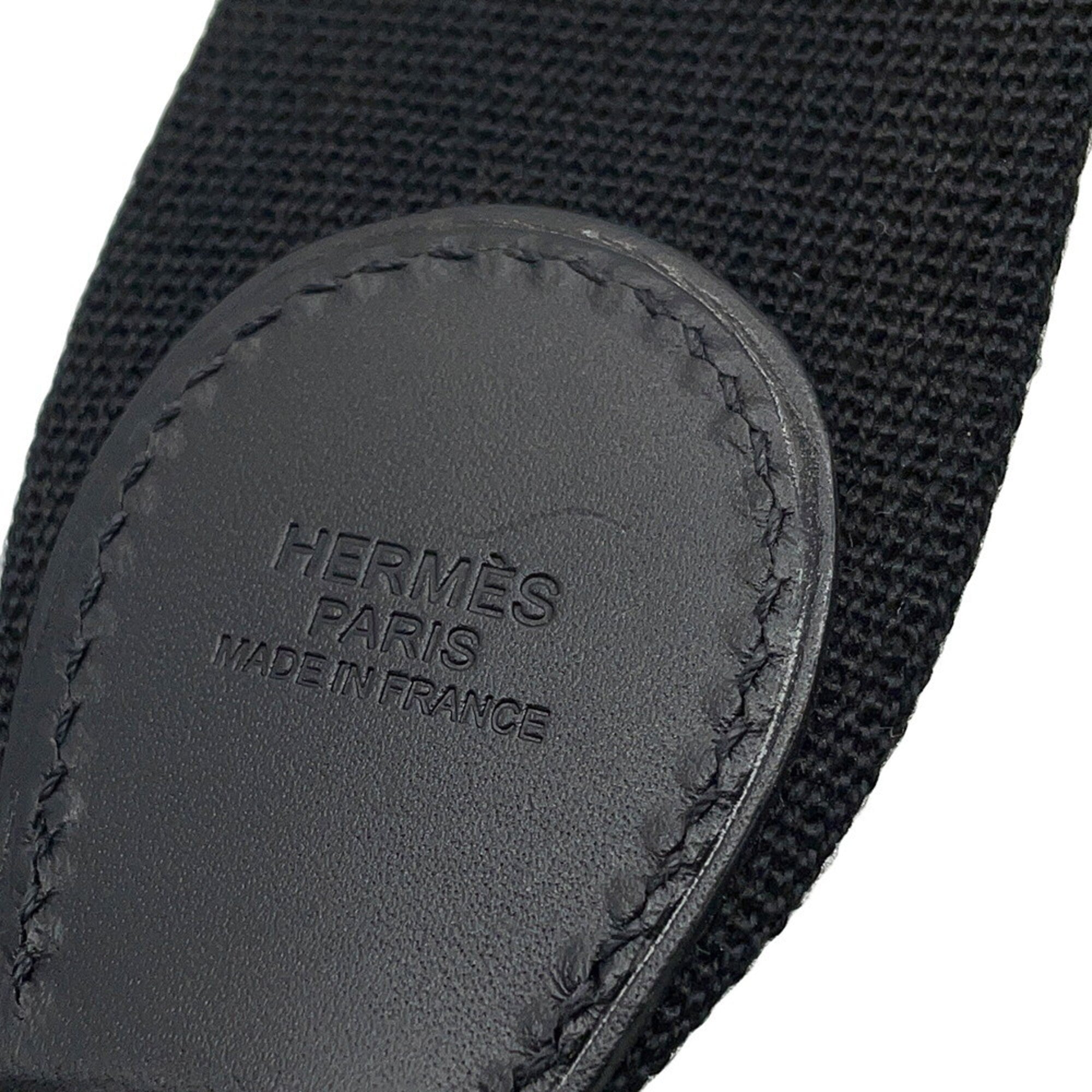 Hermes Black Toile Officier Swift Leather Handbag Tote Bag (Pre-Owned)
