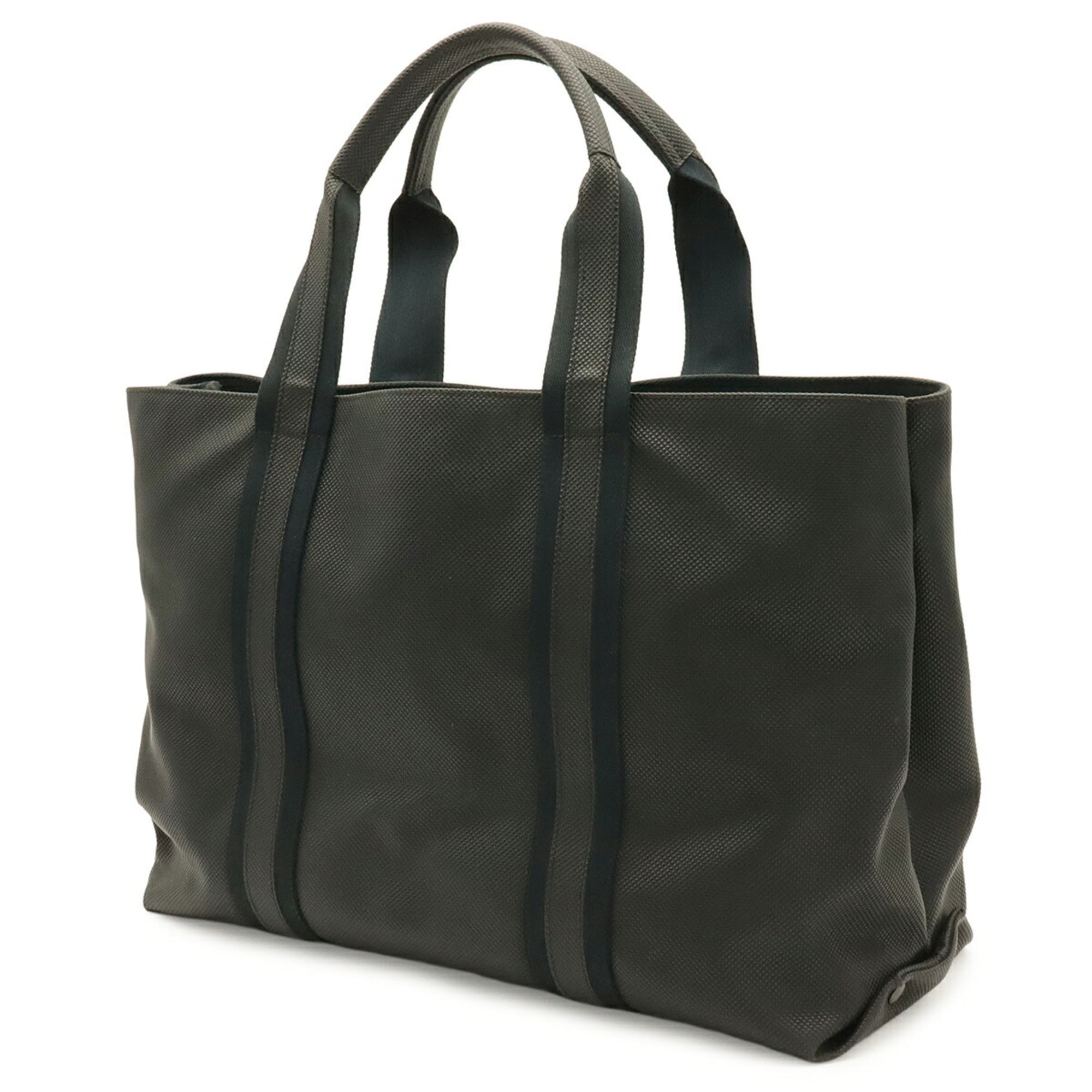 Bottega Veneta Navy Black Coated Canvas Shoulder Bag Tote Bag (Pre-Owned)