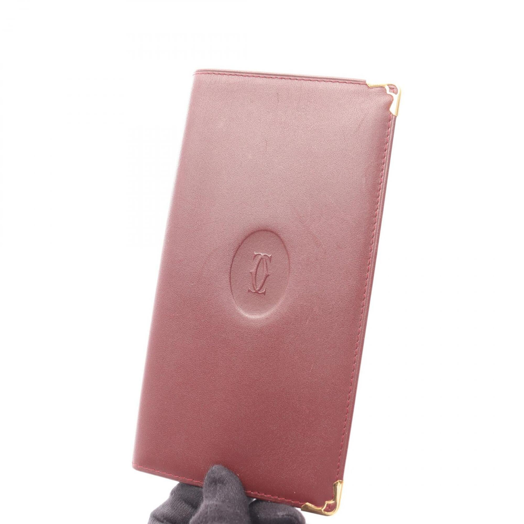 Cartier Bordeaux Leather Long Wallet (Bi-Fold) (Pre-Owned)
