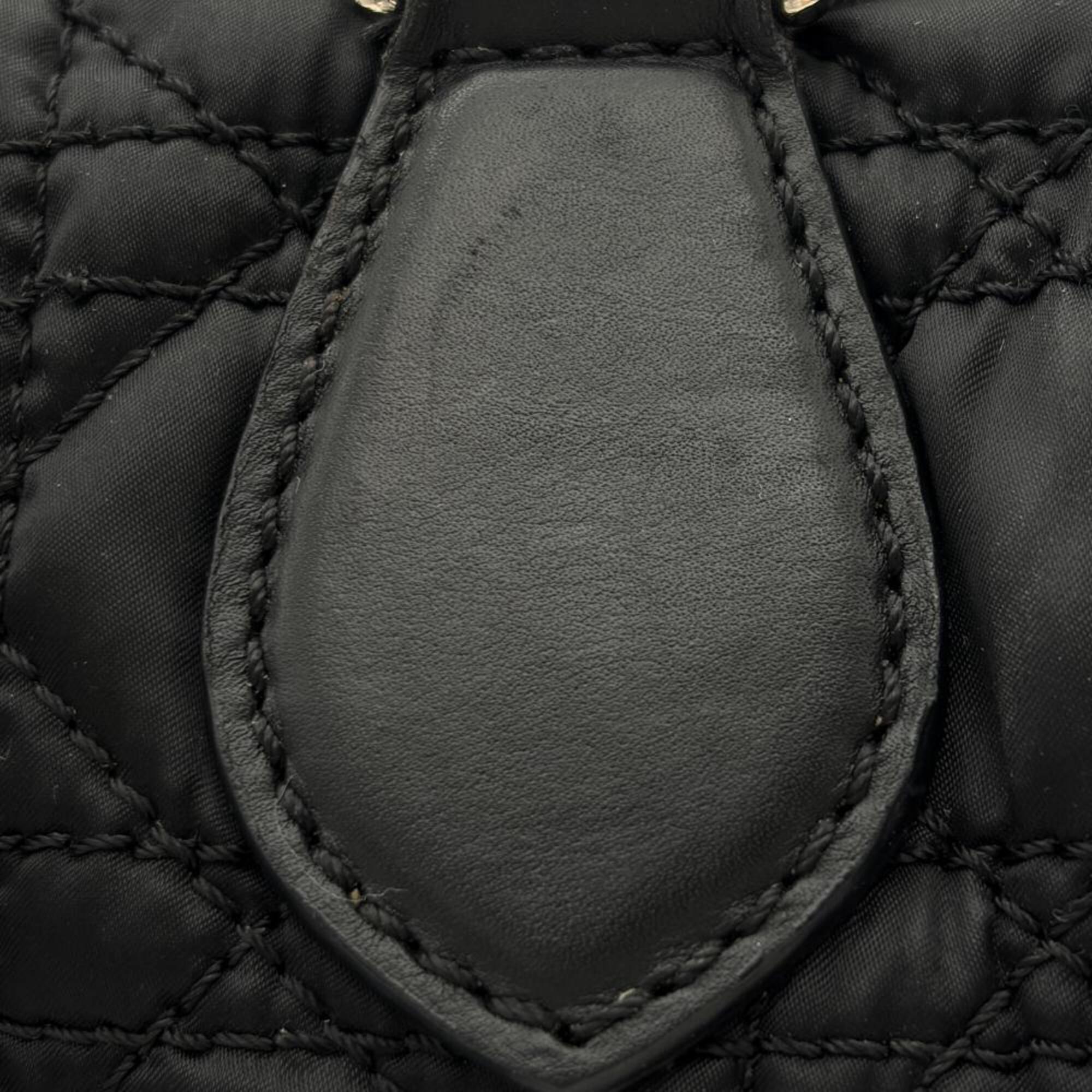 Christian Dior Lovely Black Nylon Leather Handbag (Pre-Owned)