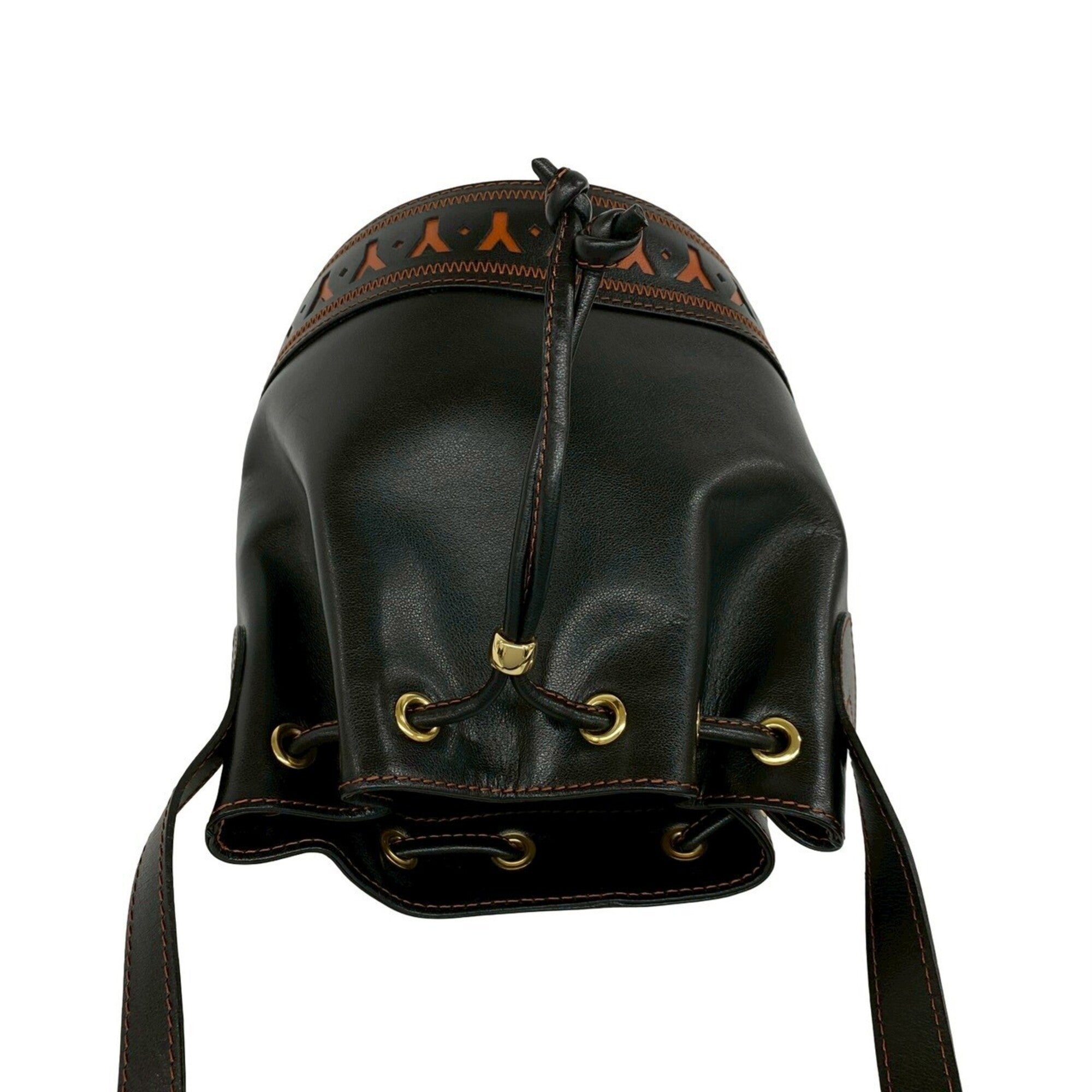 Yves Saint Laurent Black Orange Leather Shoulder Bag (Pre-Owned)