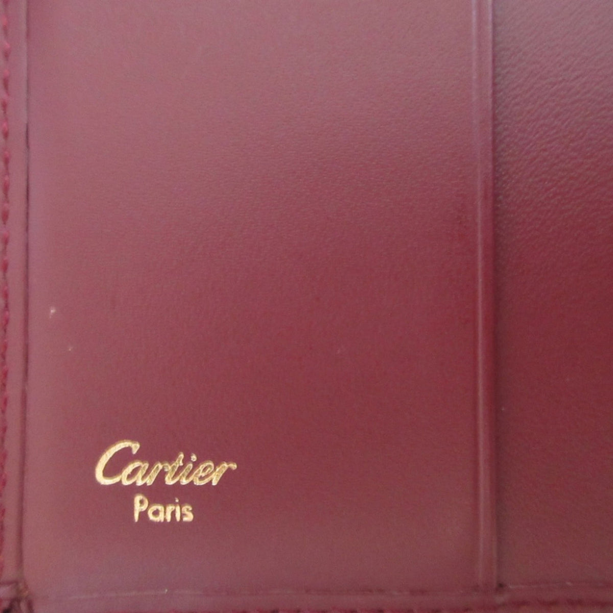 Cartier Bordeaux Red Color Leather Wallet (Tri-Fold) (Pre-Owned)