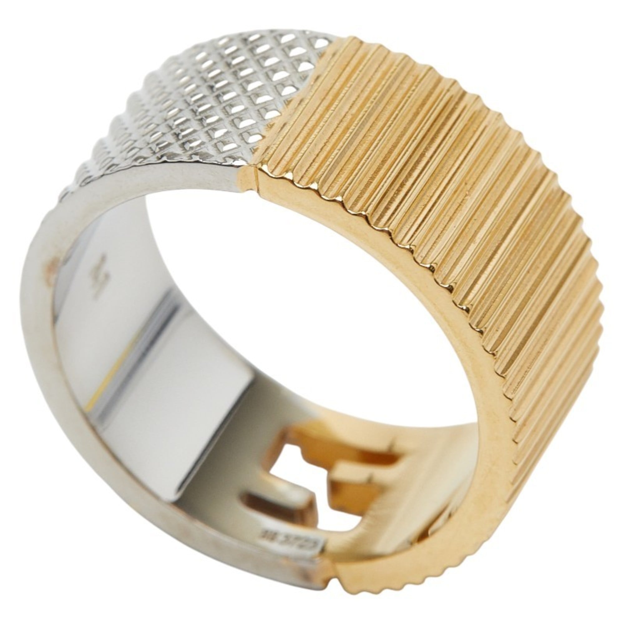 Fendi Gold Silver Gold Plating Metal Band Ring (Pre-Owned)