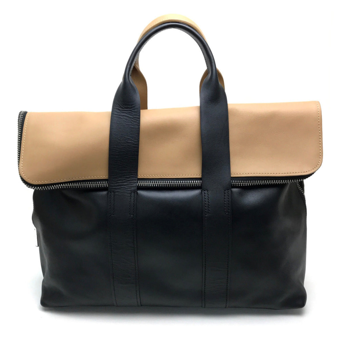 3.1 Phillip Lim Beige Black Leather Handbag Tote Bag (Pre-Owned)