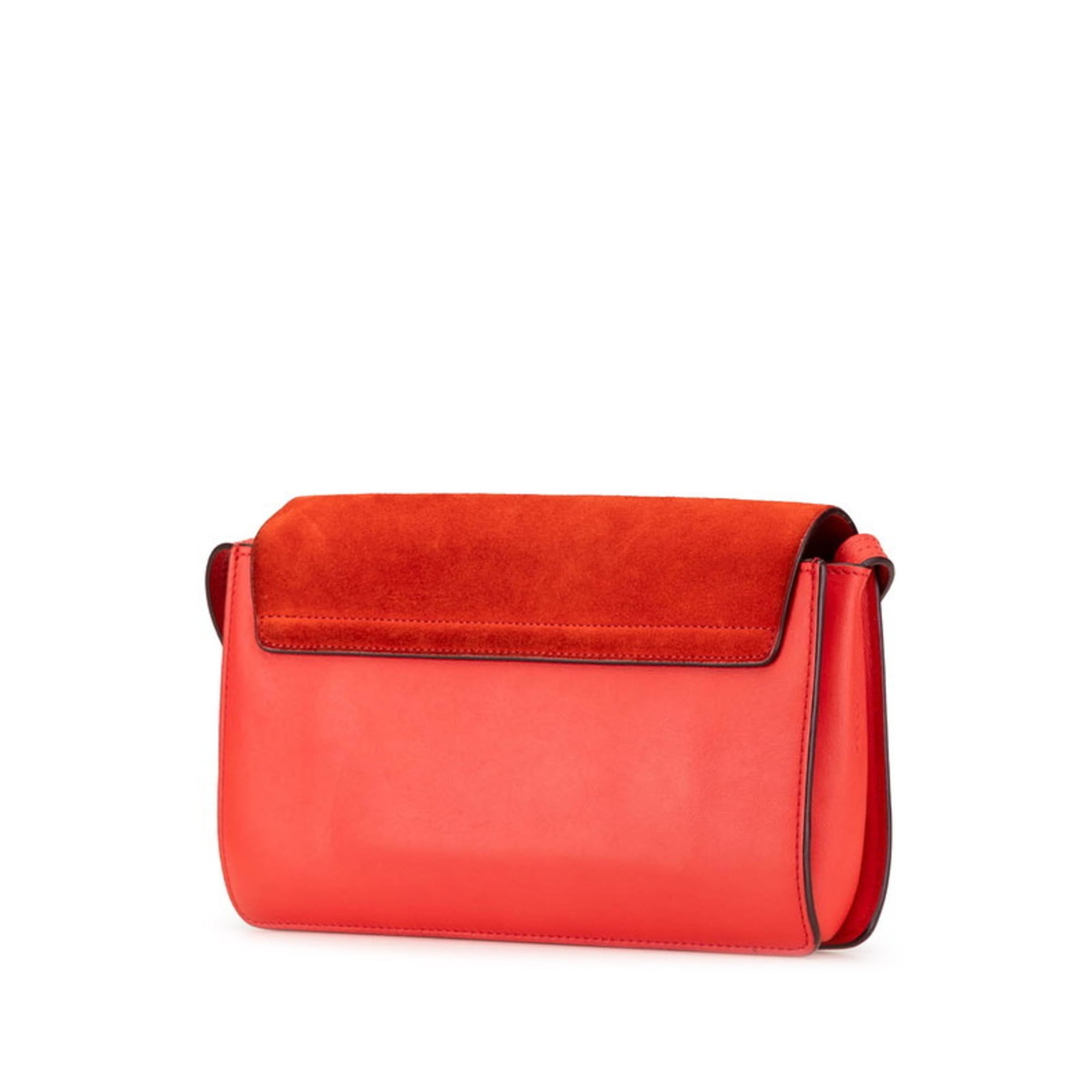 Chloé Red Color Leather Suede Shoulder Bag (Pre-Owned)