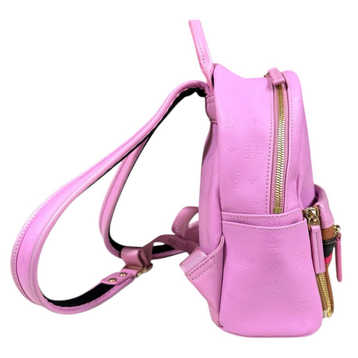 Mcm Visetos Brown Pink Coated Canvas Pvc Backpack Pouch (Pre-Owned)