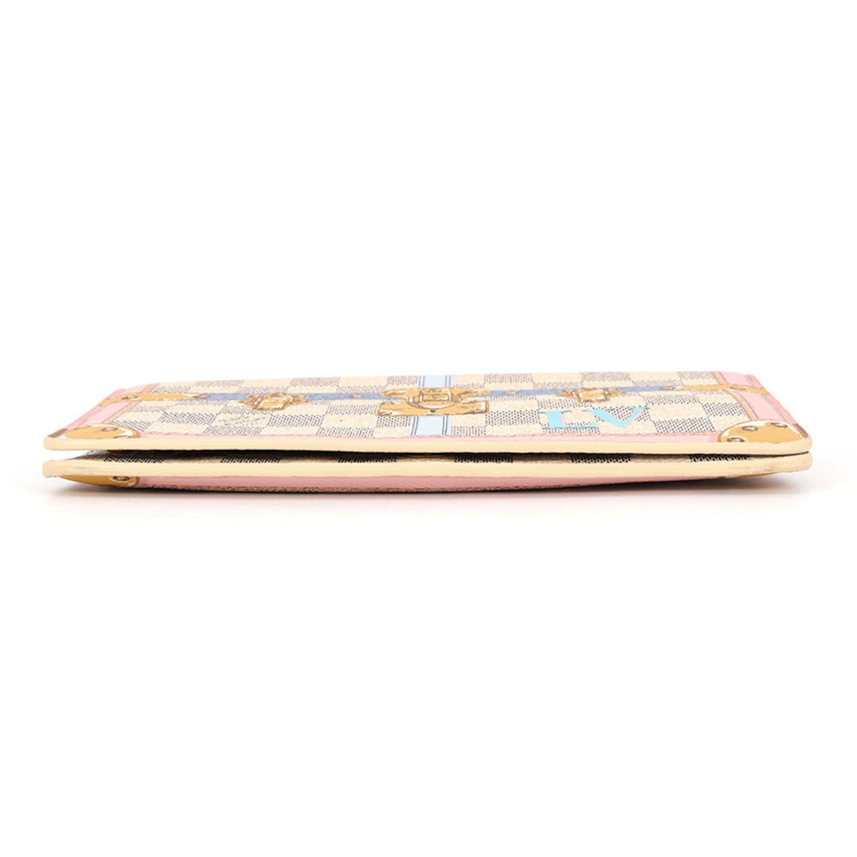 Louis Vuitton Damier Azur Rose Ballerine Damier Azur Chain/Shoulder Wallet (Pre-Owned)