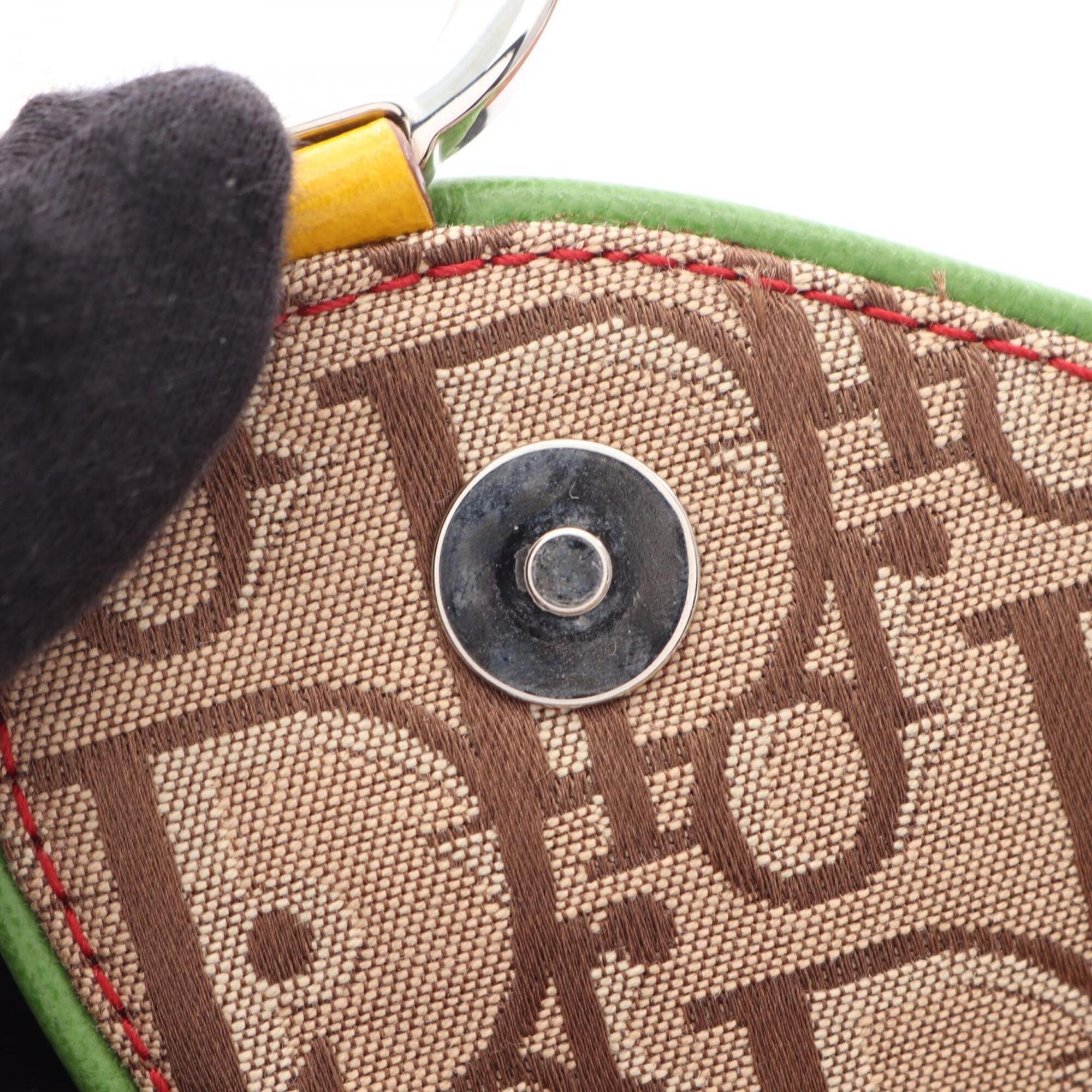 Christian Dior Beige Multi-Color Canvas Leather Handbag Shoulder Bag (Pre-Owned)