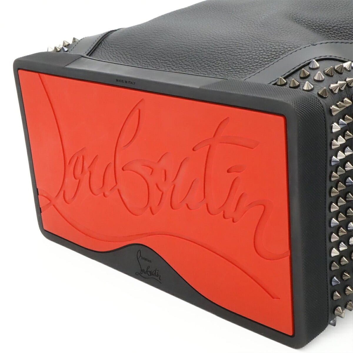 Christian Louboutin Black Red Color Leather Rubber Backpack (Pre-Owned)
