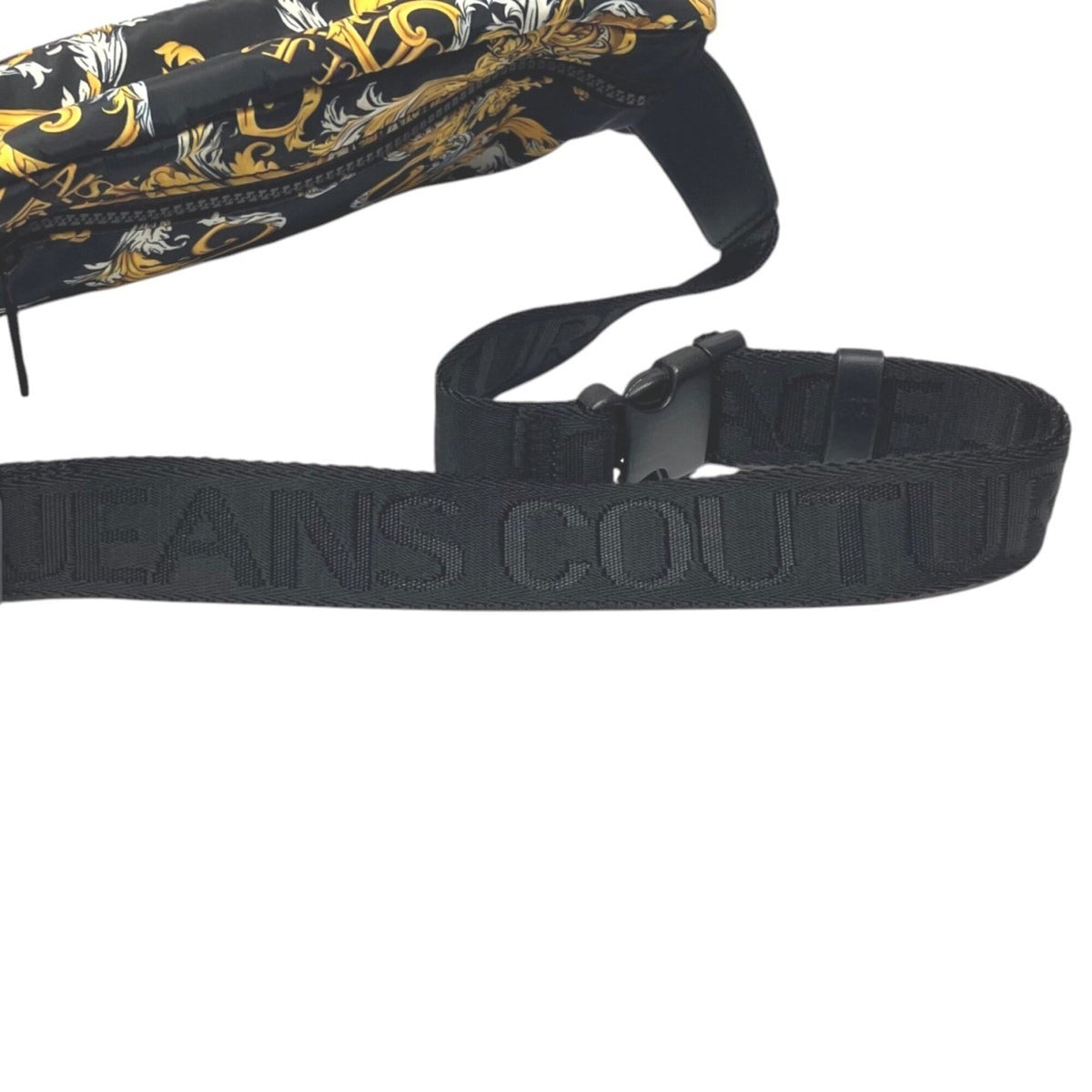 Versace Black Yellow Nylon Fanny Pack Sling Bag (Pre-Owned)