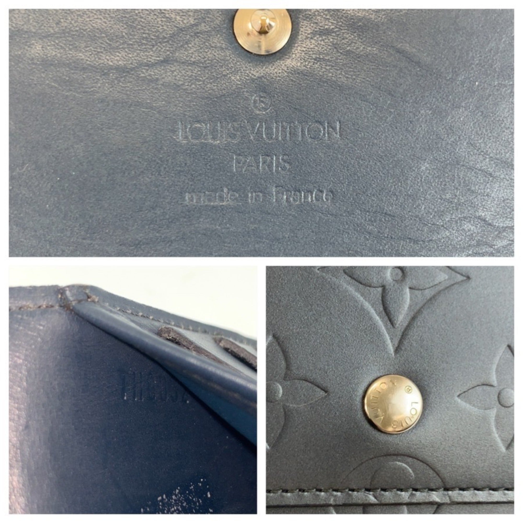 Louis Vuitton Navy Monogram Mat Long Wallet (Tri-Fold) (Pre-Owned)