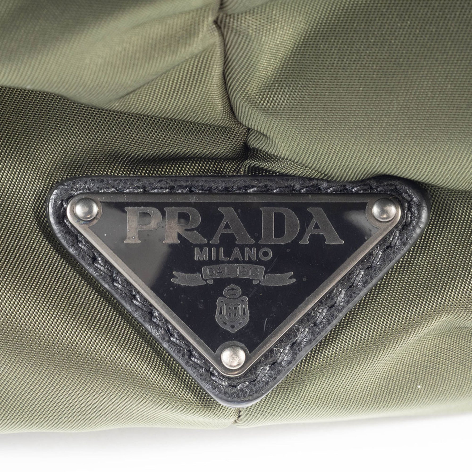 Prada Black Green Khaki Nylon Tote Bag (Pre-Owned)
