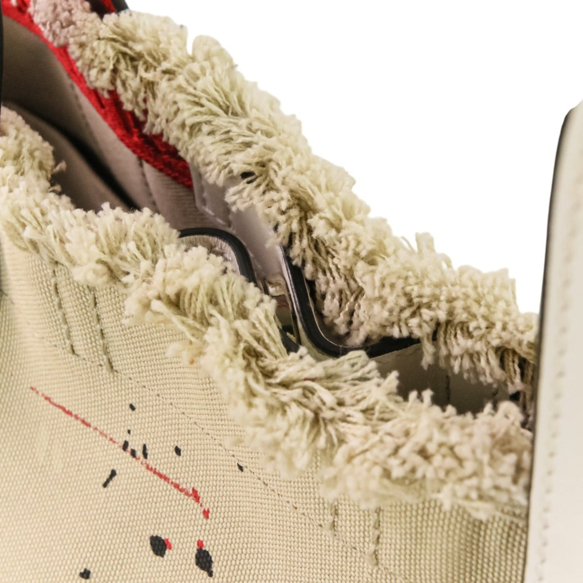 Christian Louboutin Beige Red Color White Canvas Tote Bag (Pre-Owned)