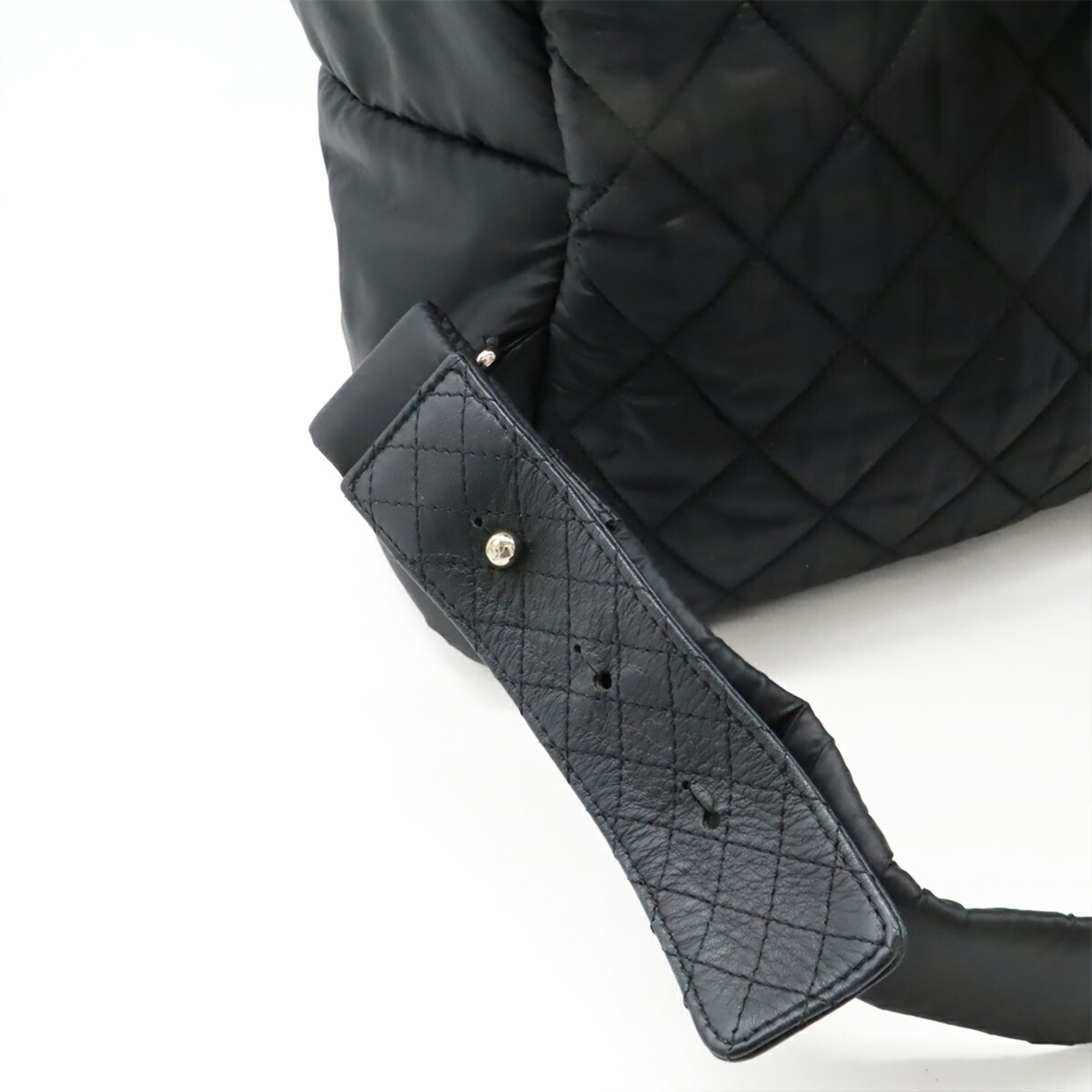 Chanel Black Bordeaux Nylon Leather Backpack (Pre-Owned)