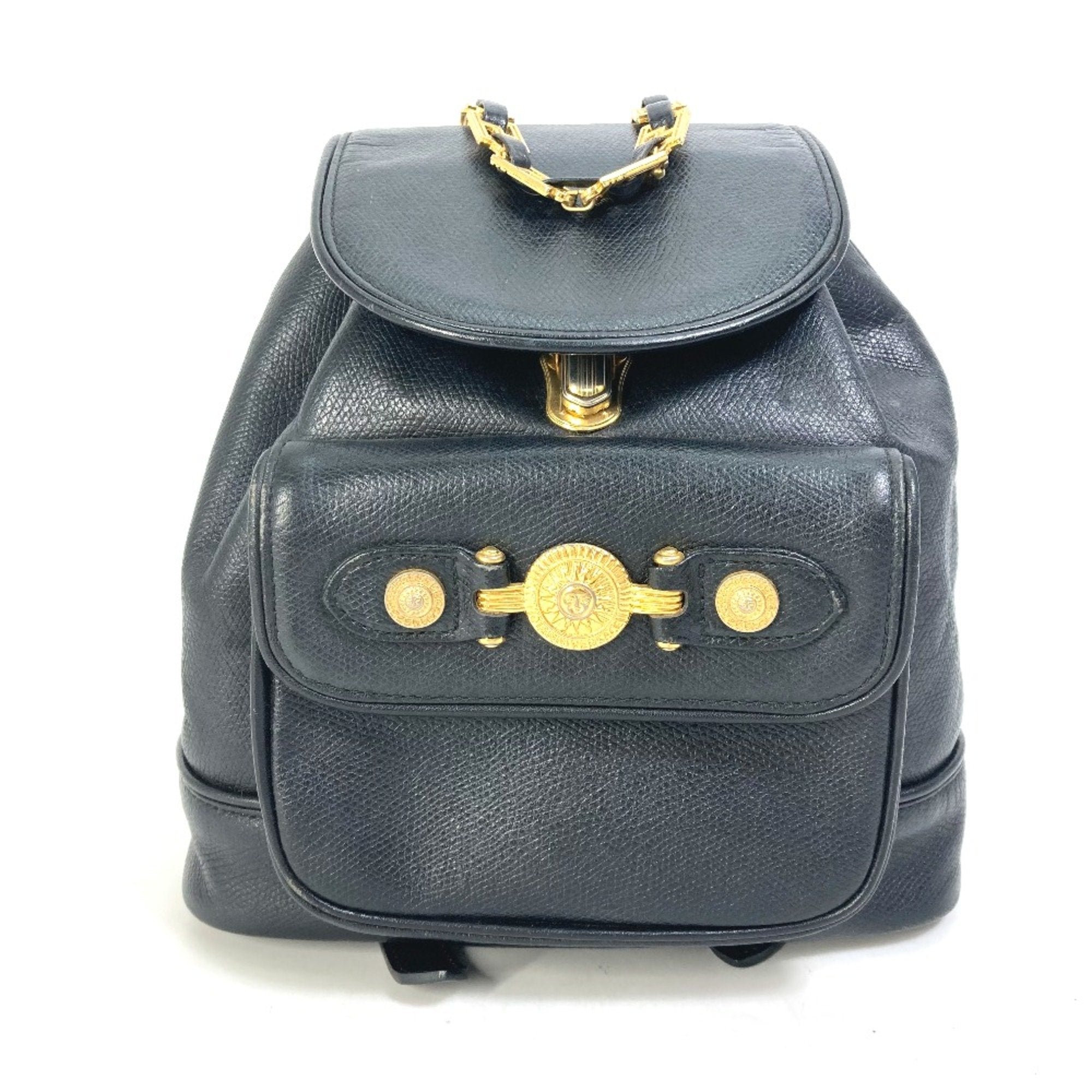 Versace Black Leather Backpack (Pre-Owned)