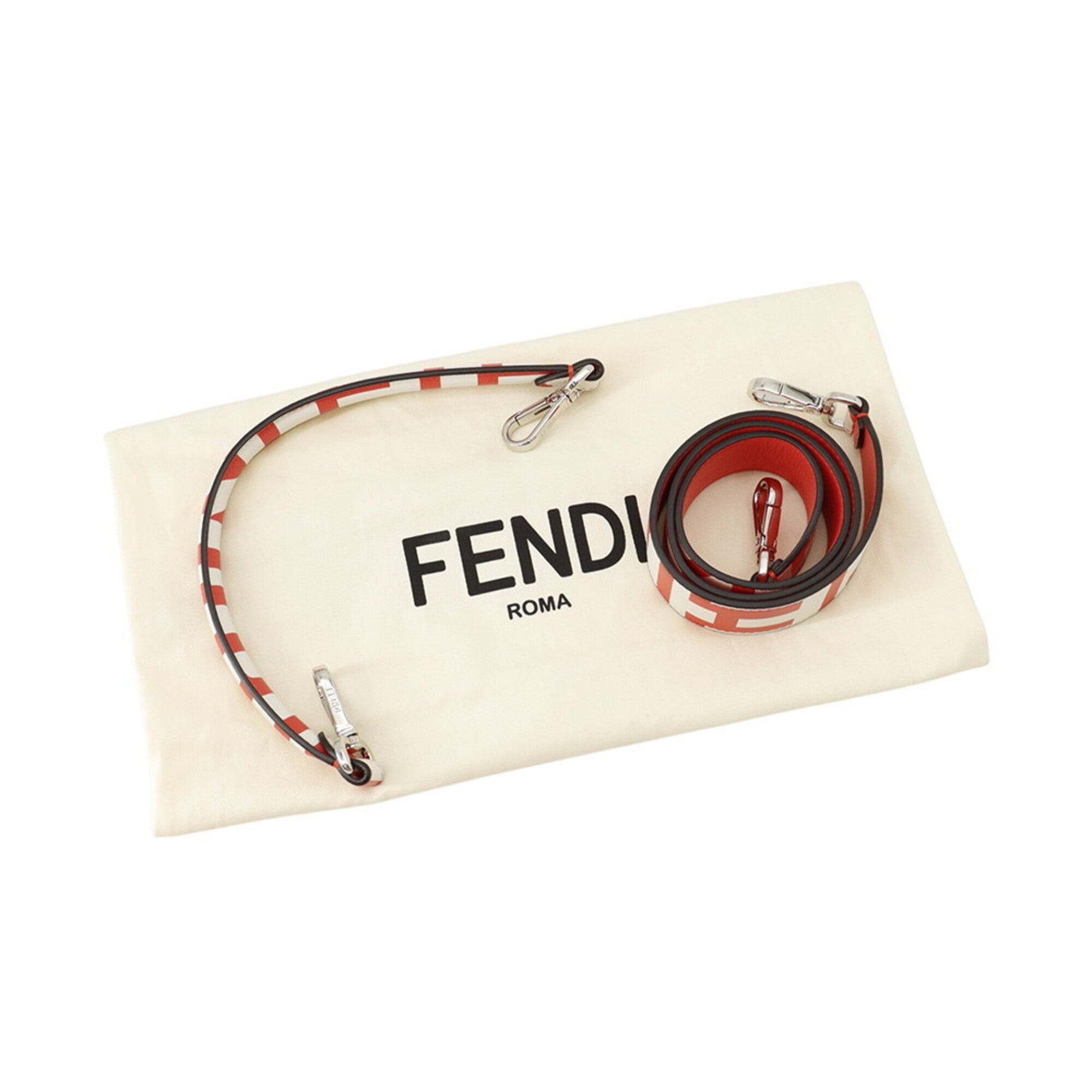 Fendi Baguette Red Color White Leather Handbag (Pre-Owned)