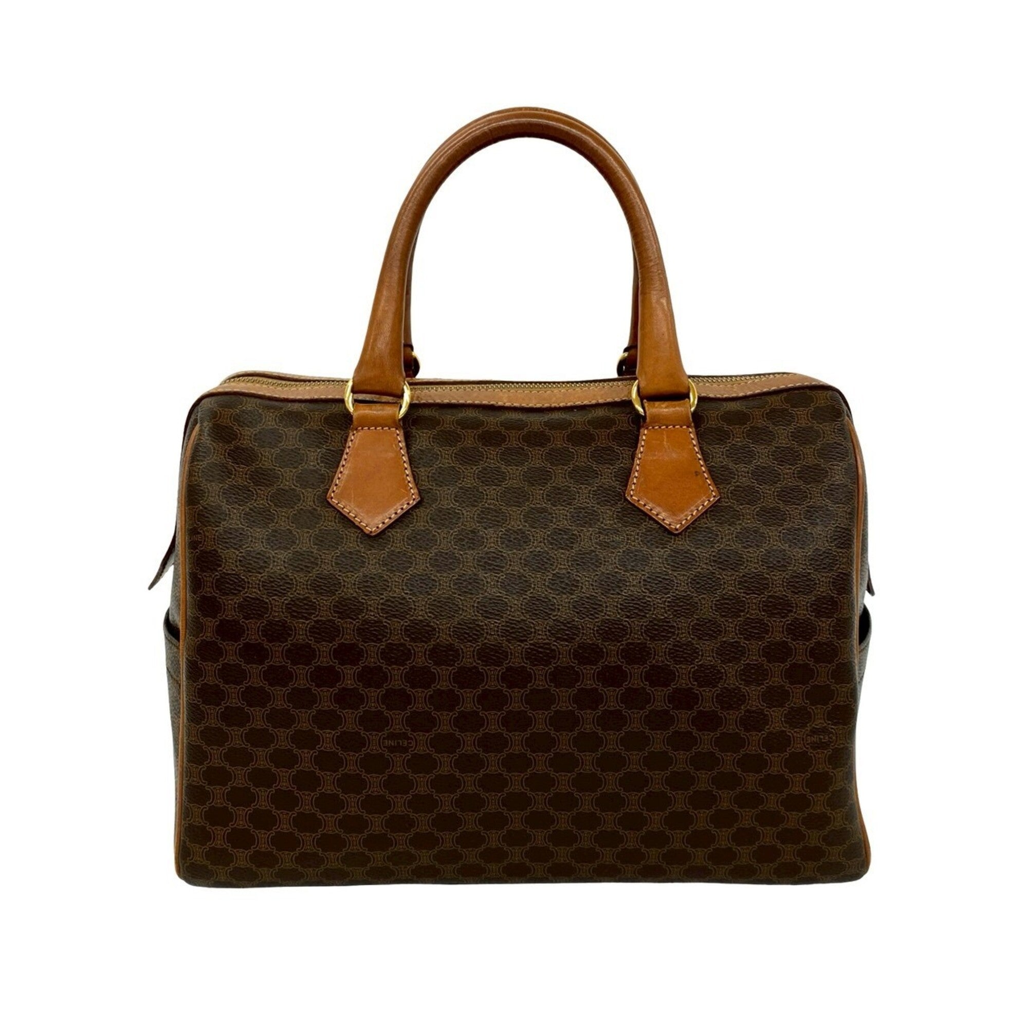 Celine Brown Pvc Leather Boston Bag Handbag (Pre-Owned)