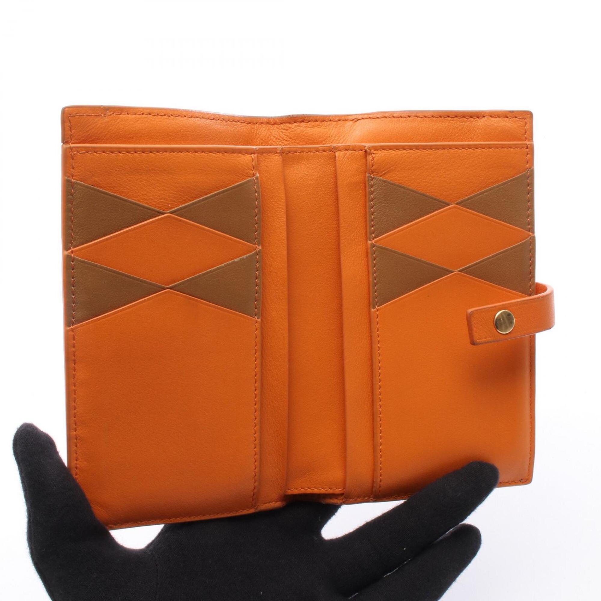 Bottega Veneta Brown Orange Leather Wallet (Bi-Fold) (Pre-Owned)