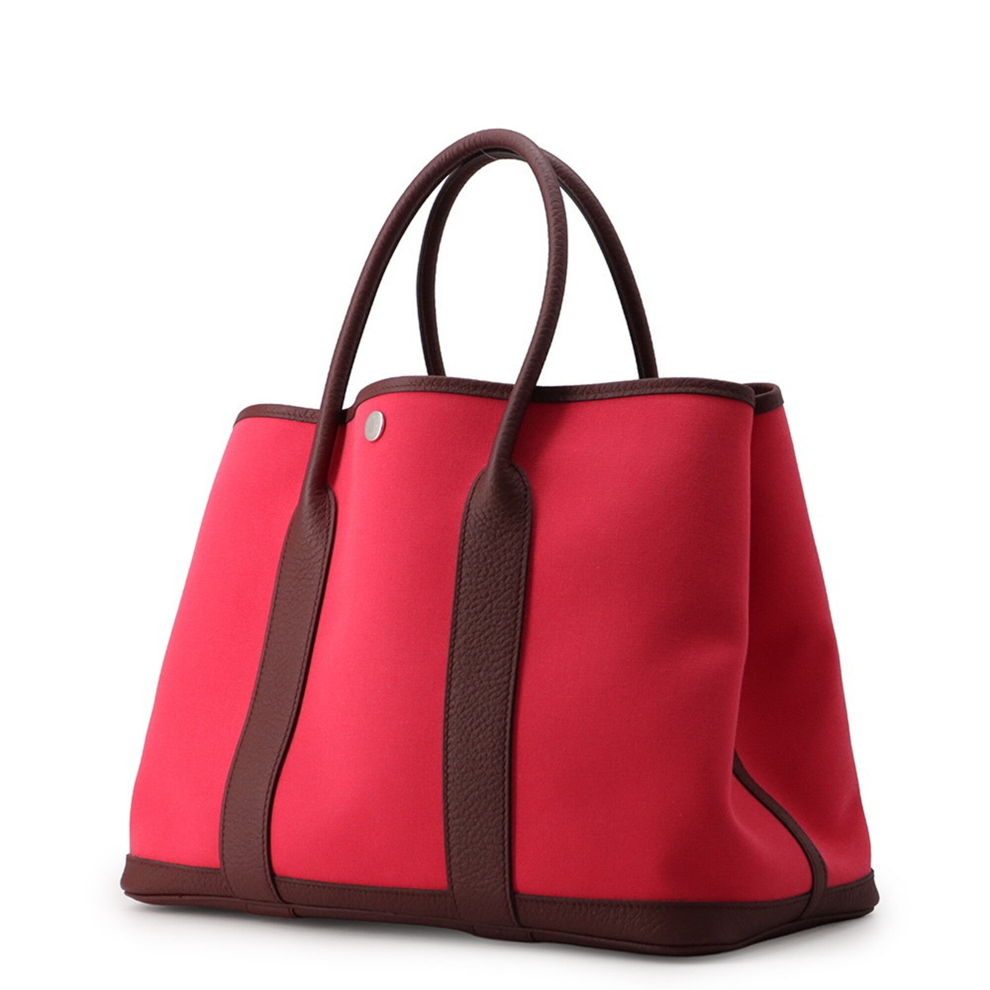 Hermes Bordeaux Toile Officier Negonda Leather Handbag Tote Bag (Pre-Owned)