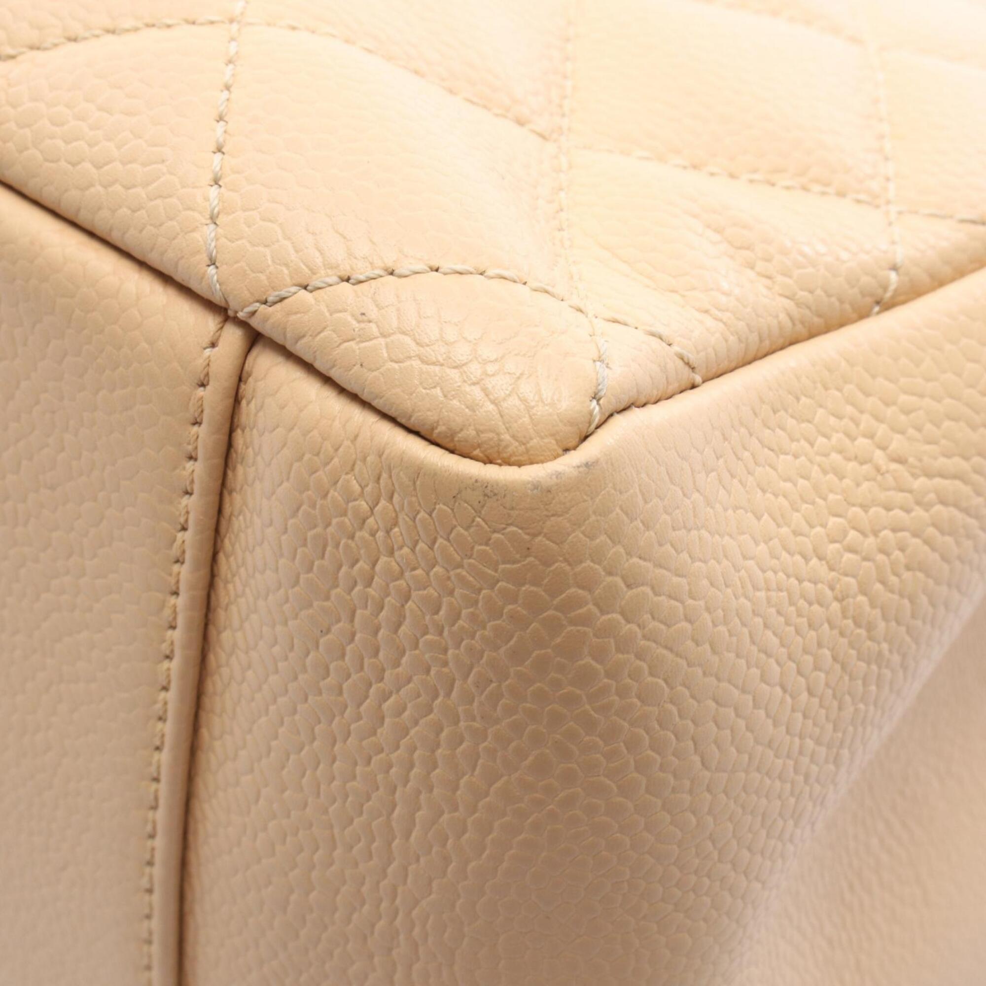 Chanel Beige Grained Calfskin Handbag Tote Bag (Pre-Owned)