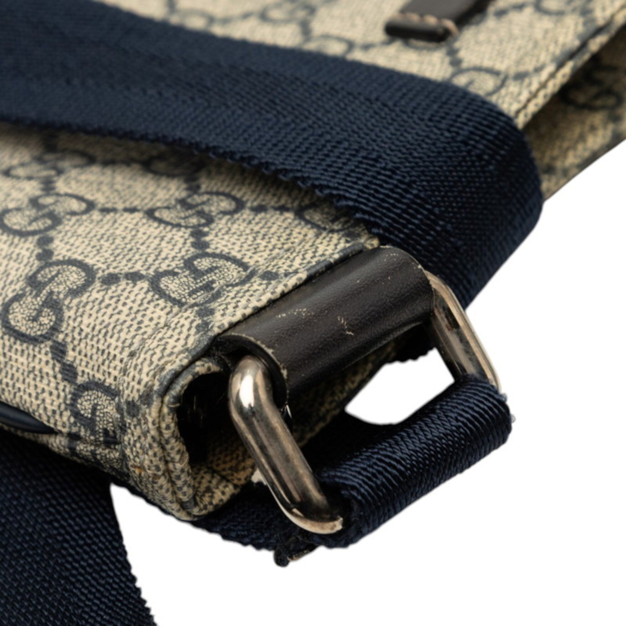 Gucci Beige Navy Pvc Leather Shoulder Bag (Pre-Owned)