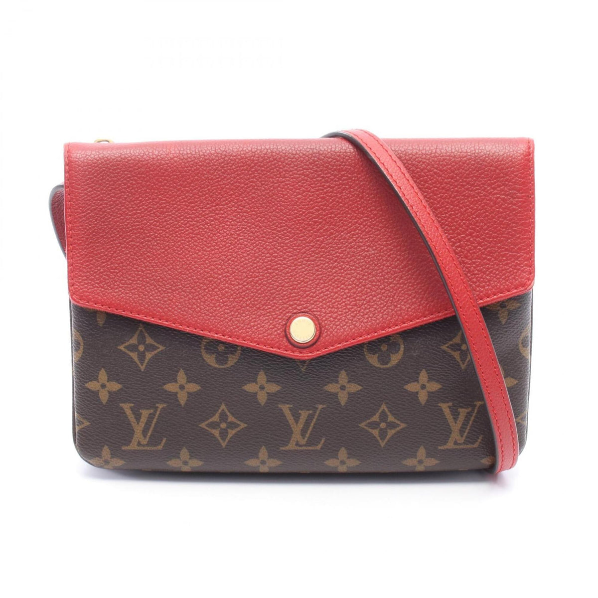 Louis Vuitton Brown Red Color Coated Canvas Leather Handbag Shoulder Bag (Pre-Owned)