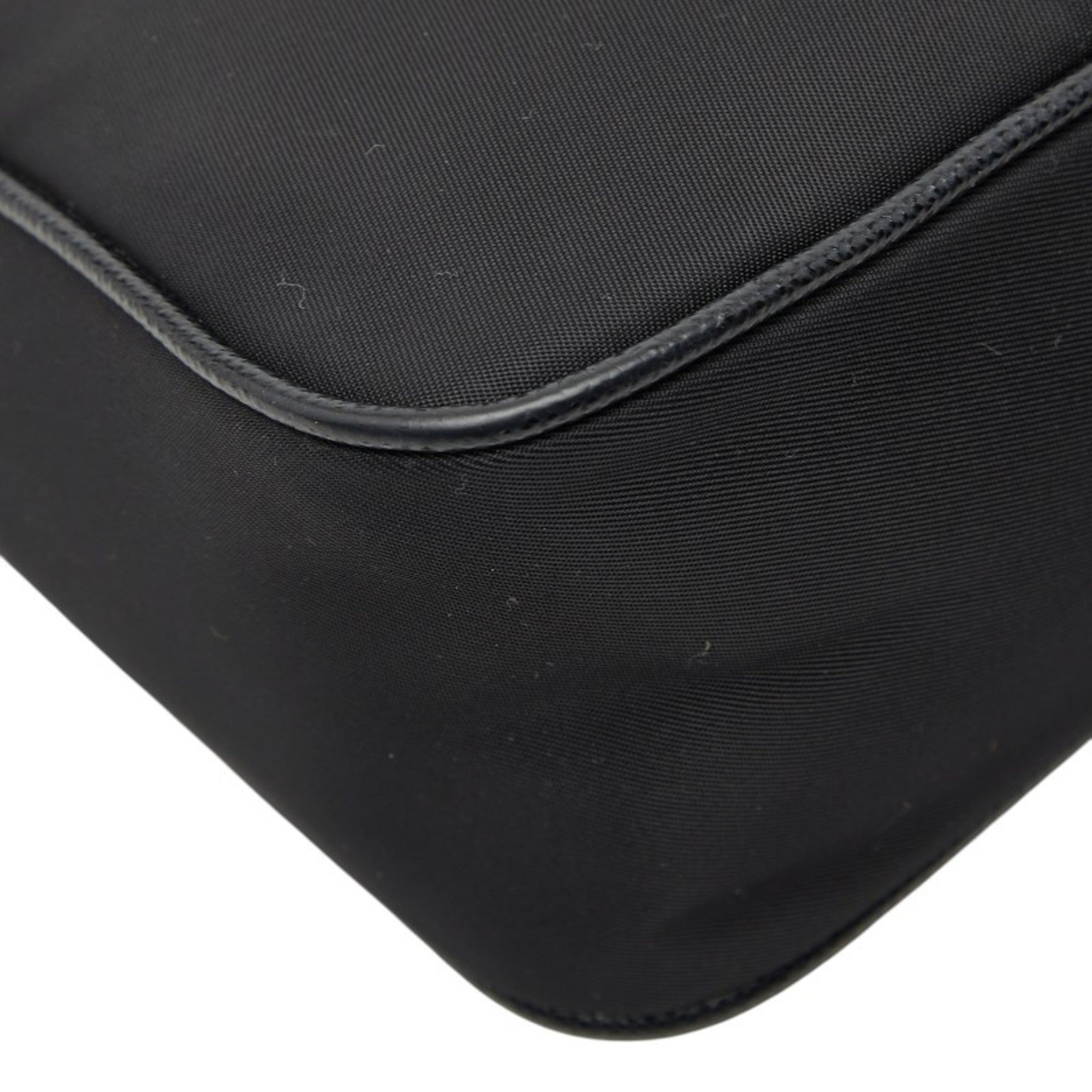 Prada Black Nylon Leather Handbag Shoulder Bag (Pre-Owned)