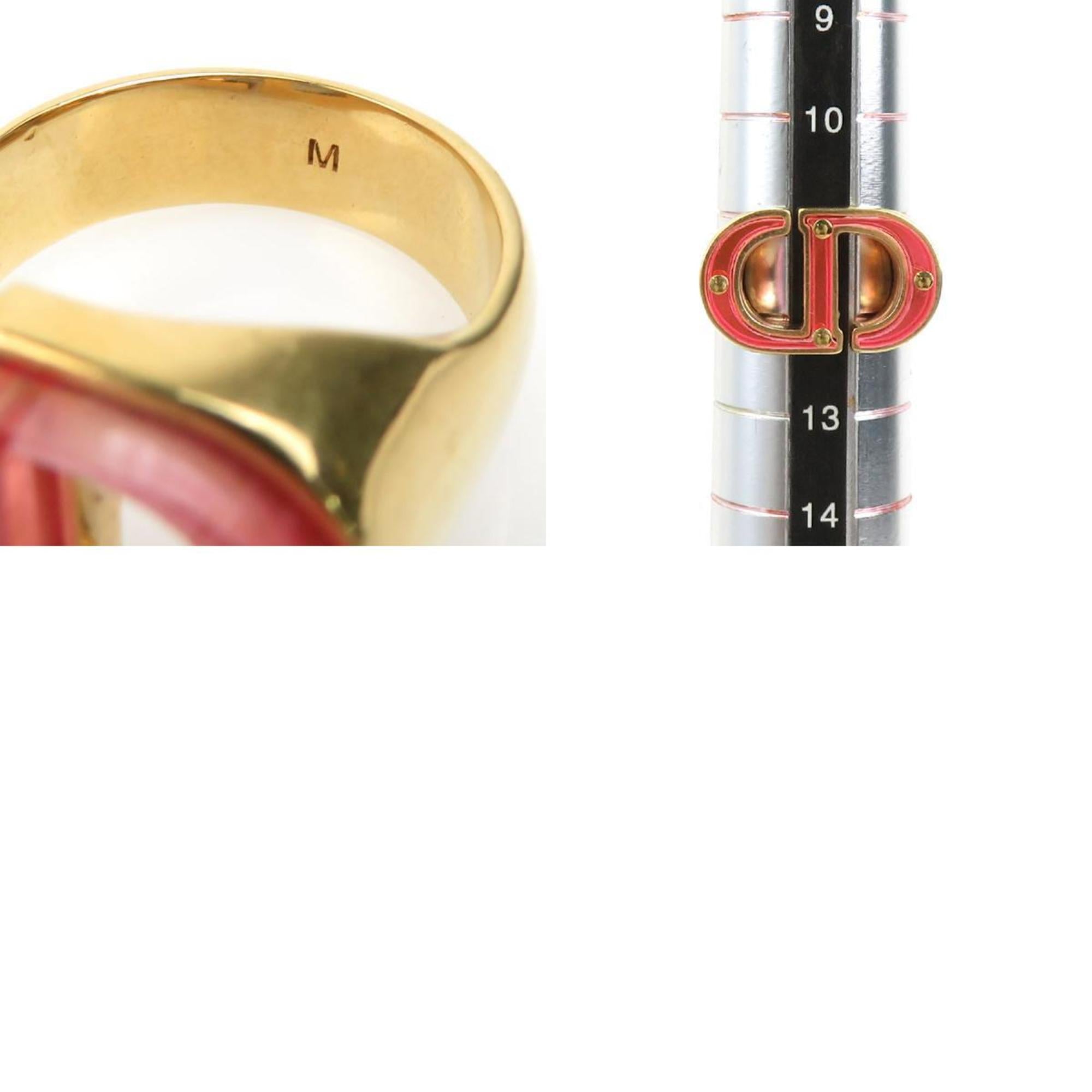 Christian Dior Gold Pink Metal Band Ring (Pre-Owned)