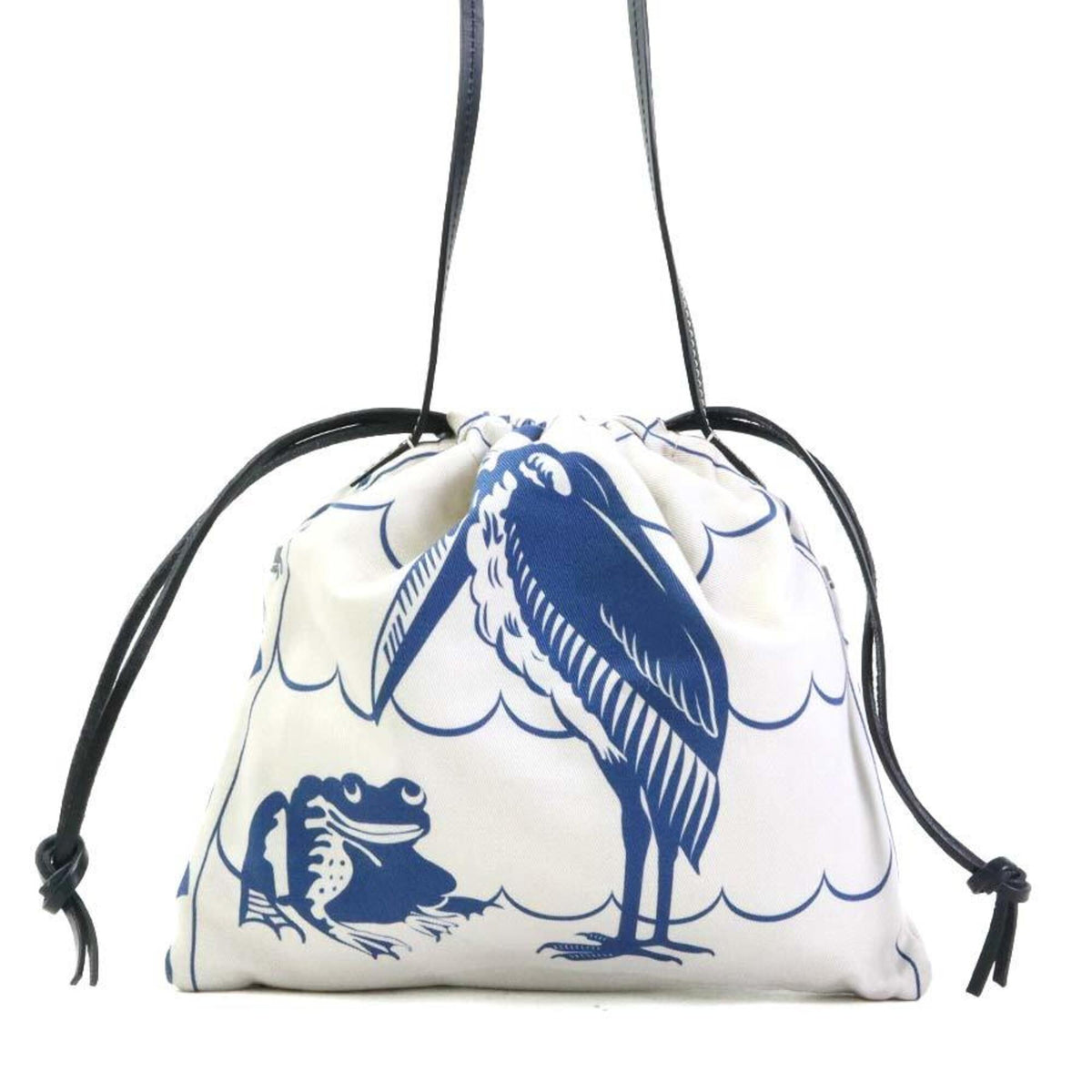 Loewe Black Blue White Canvas Leather Shoulder Bag (Pre-Owned)