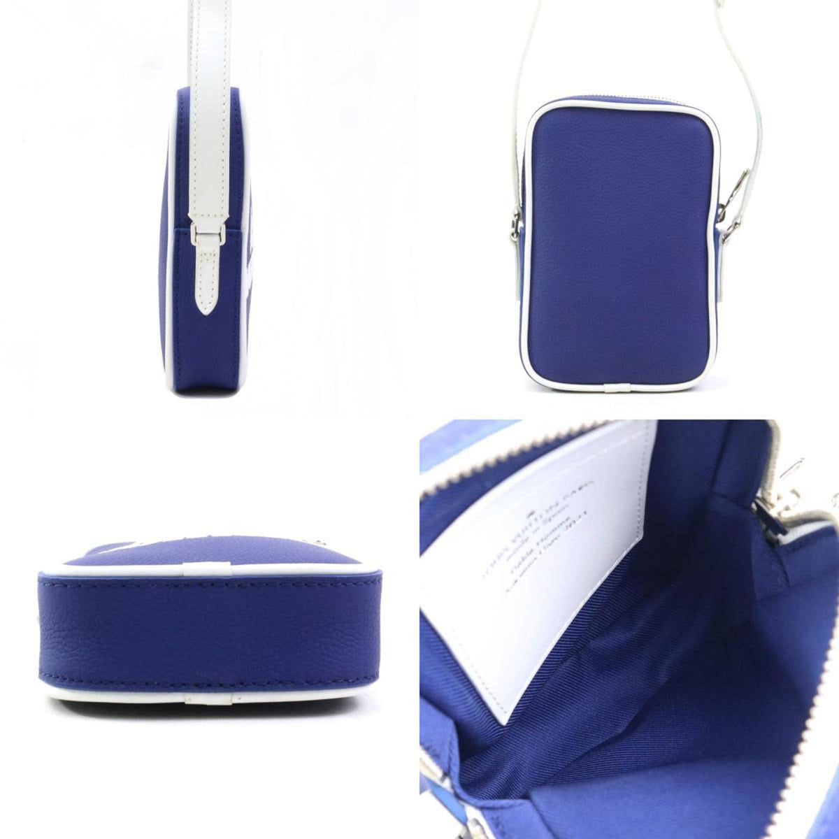 Louis Vuitton Blue White Leather Shoulder Bag (Pre-Owned)
