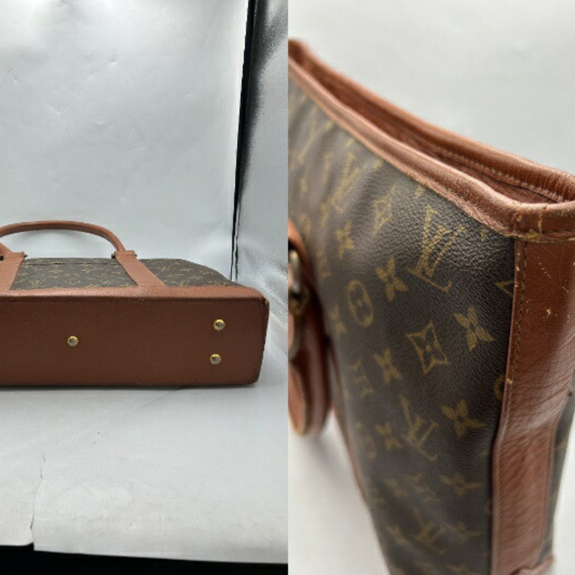 Louis Vuitton Monogram Brown Leather Tote Bag (Pre-Owned)