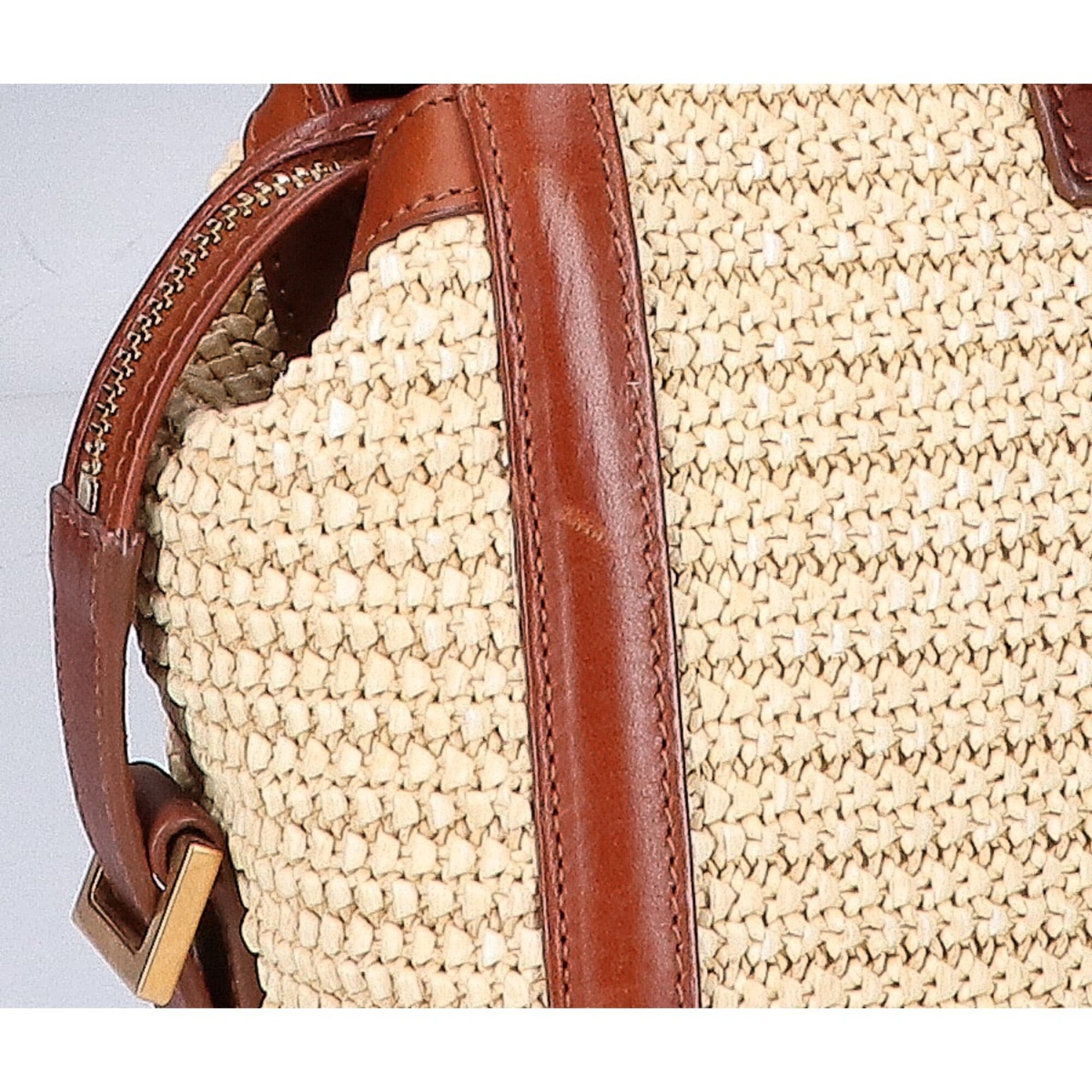 Saint Laurent Beige Brown Raffia Handbag (Pre-Owned)
