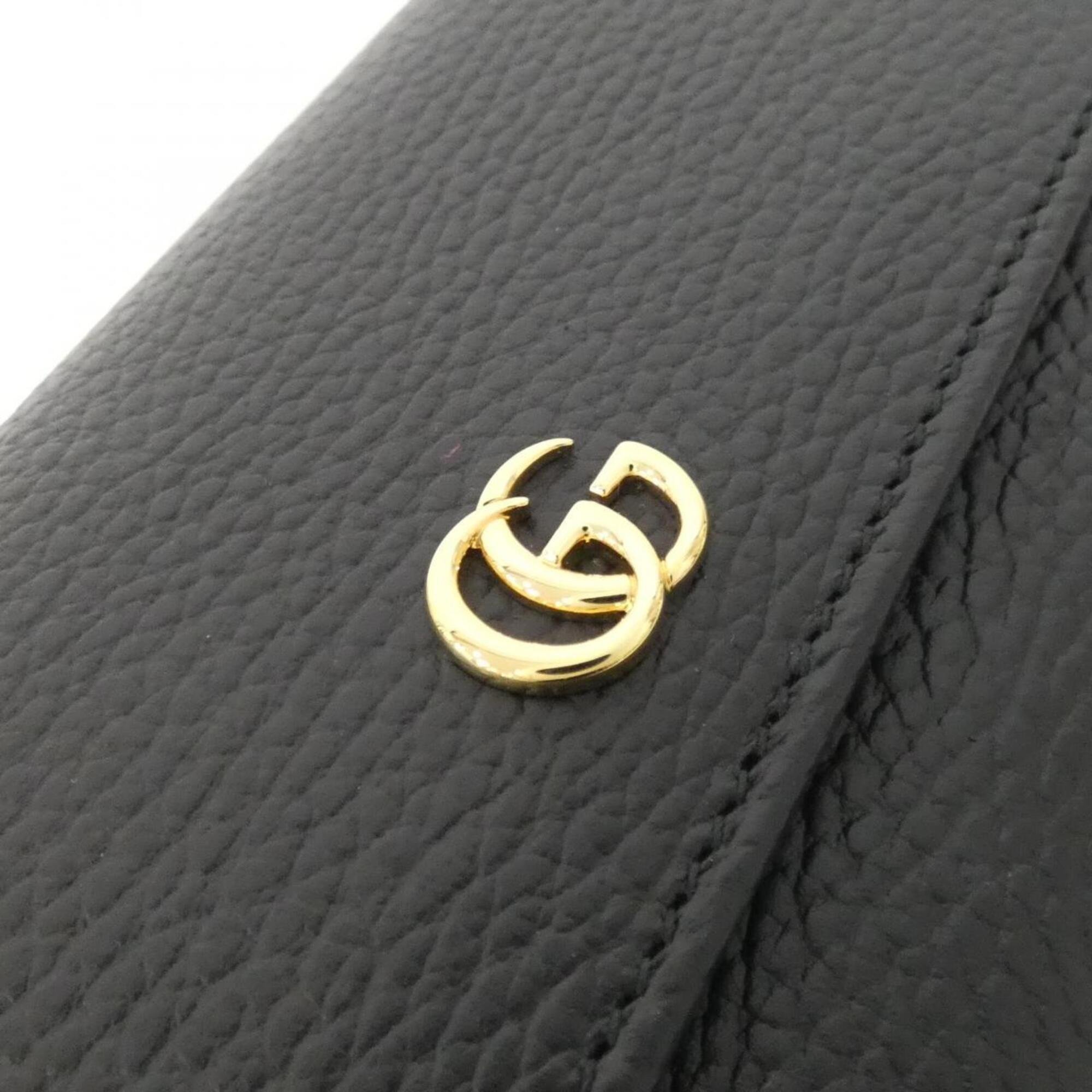 Gucci Black Red Color Leather Long Wallet (Bi-Fold) (Pre-Owned)