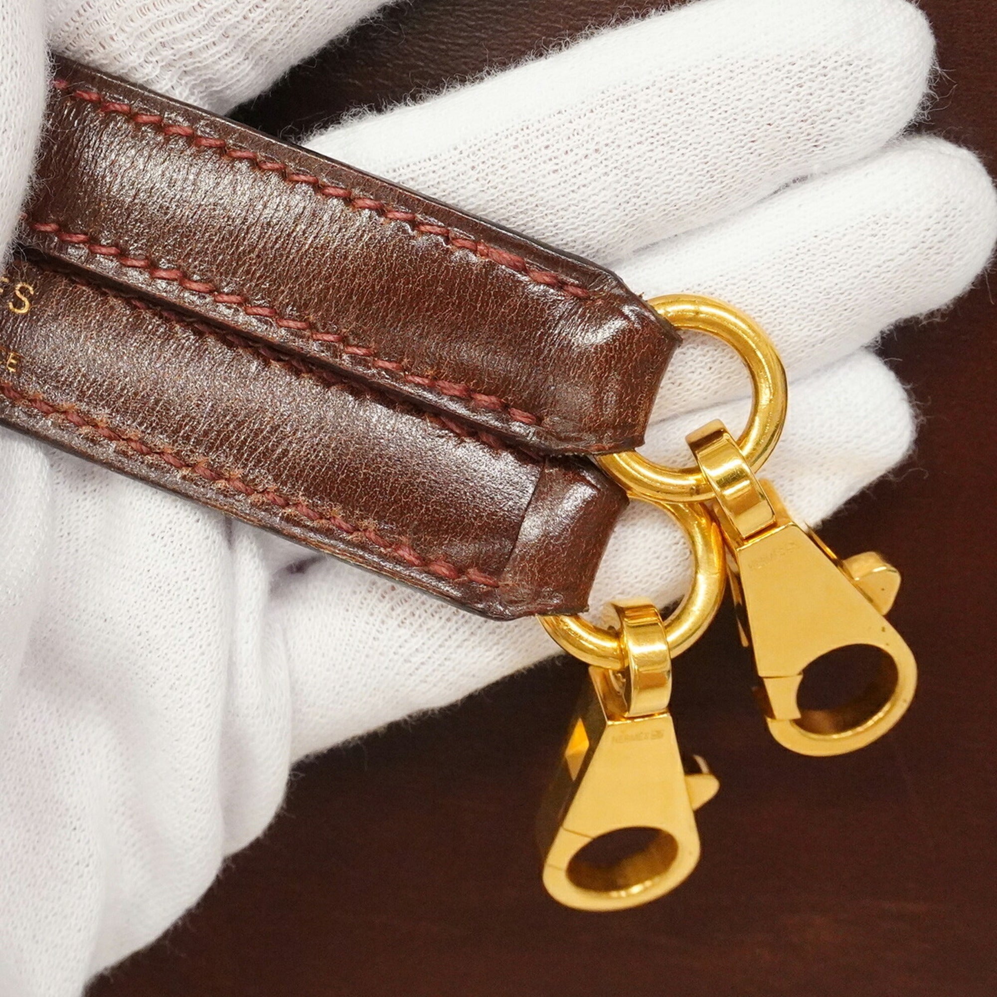 Hermes Brown Box Calf Leather Handbag (Pre-Owned)