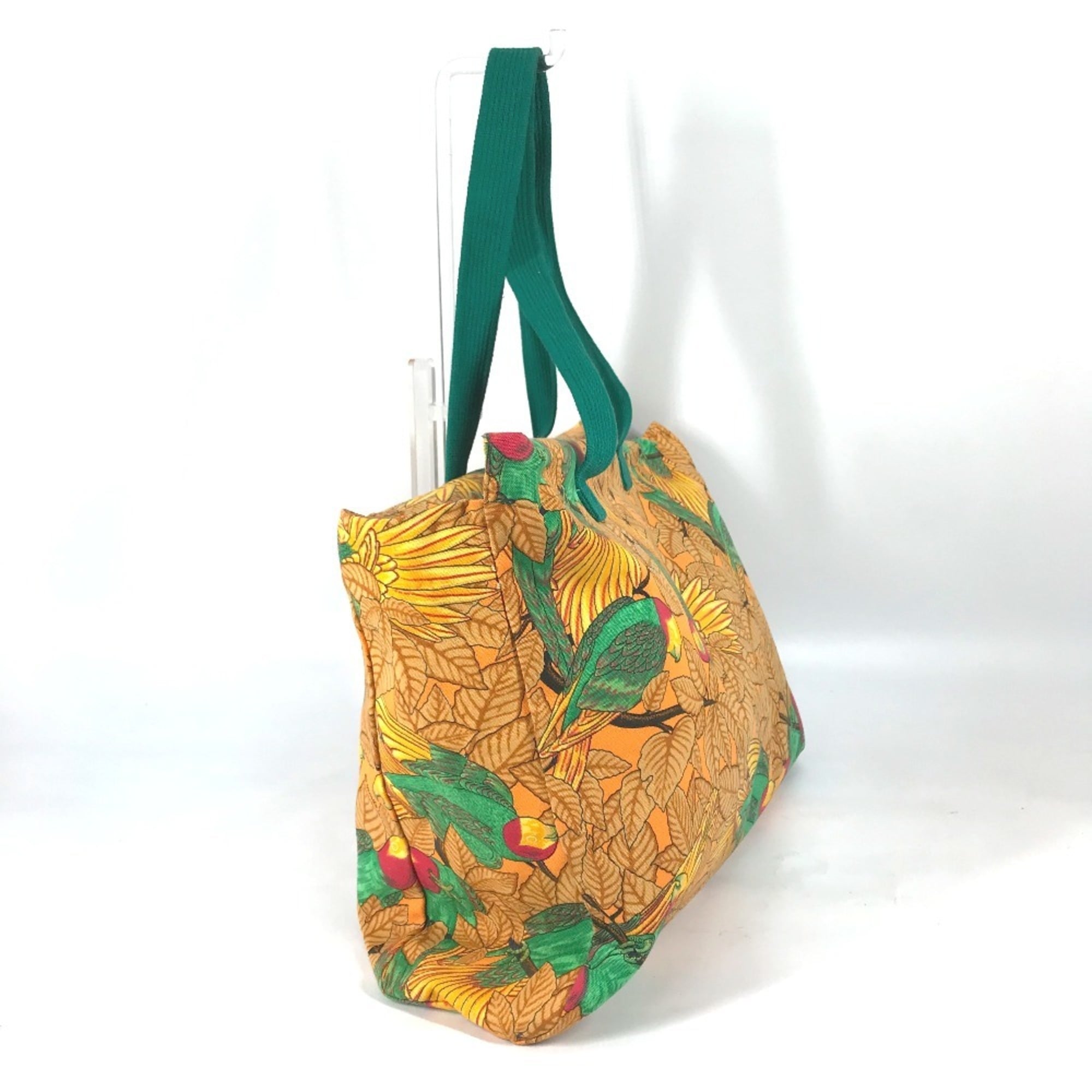 Hermes Green Orange Canvas Shoulder Bag Tote Bag (Pre-Owned)