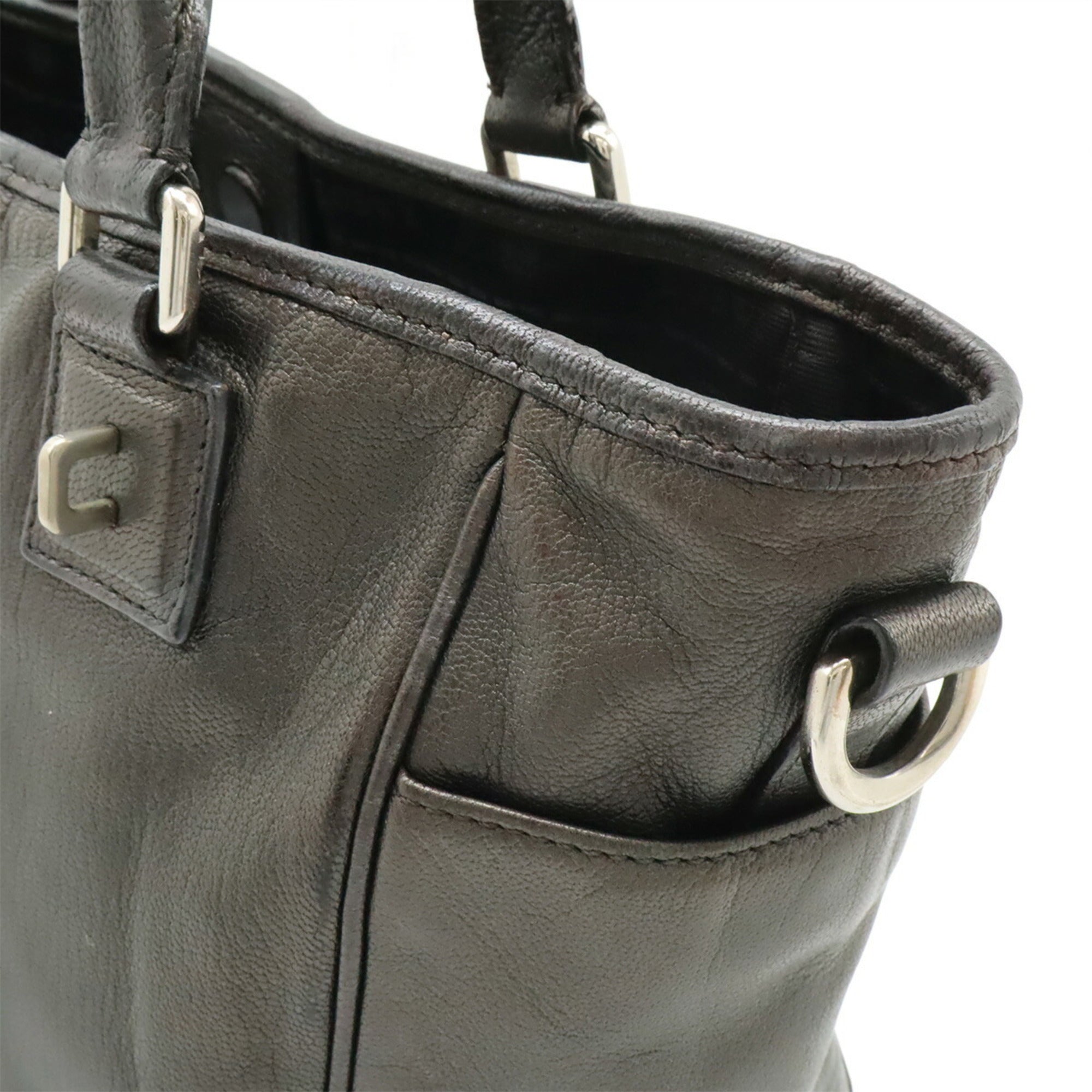 Loewe Gray Leather Handbag Tote Bag (Pre-Owned)