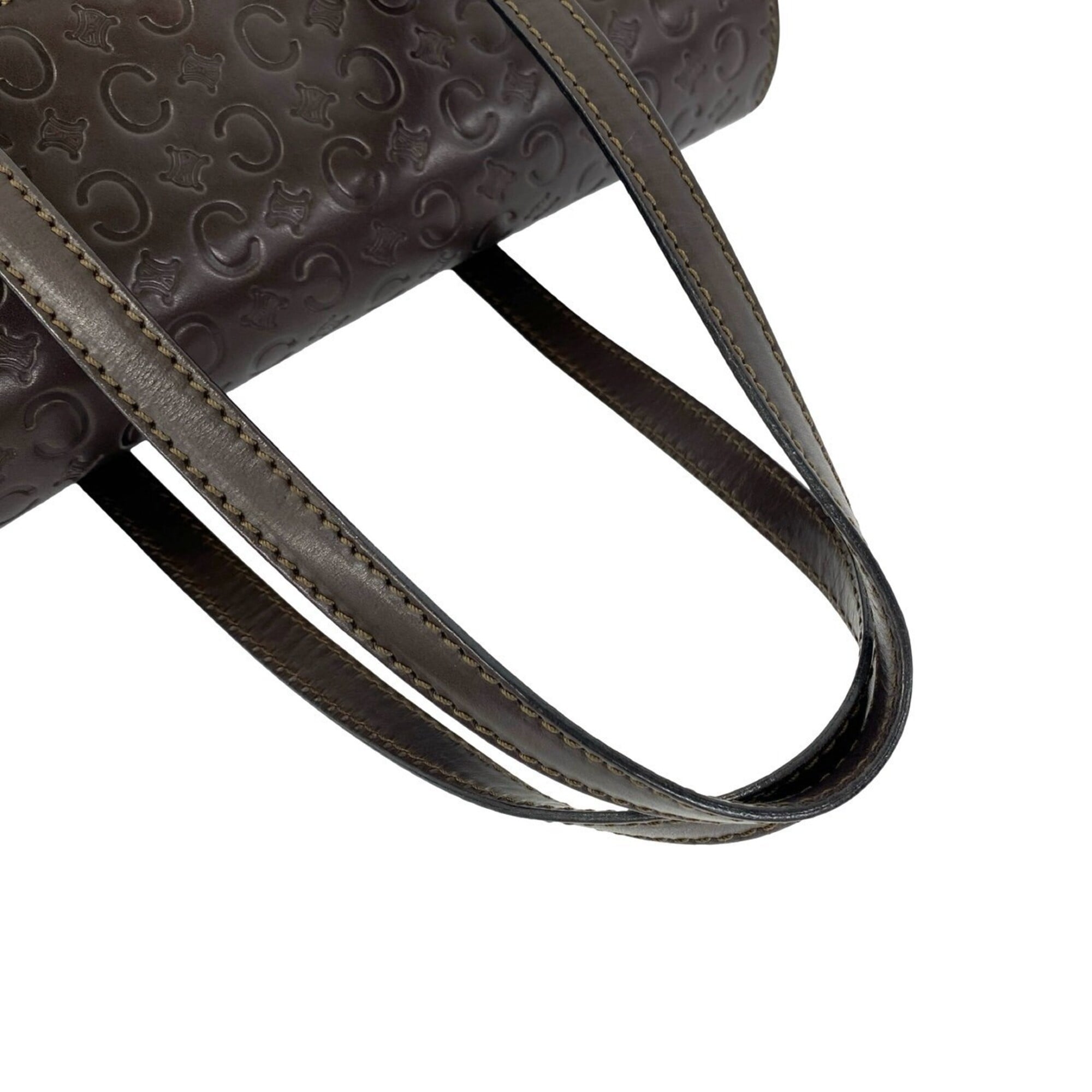 Celine Brown Leather Boston Bag Handbag (Pre-Owned)