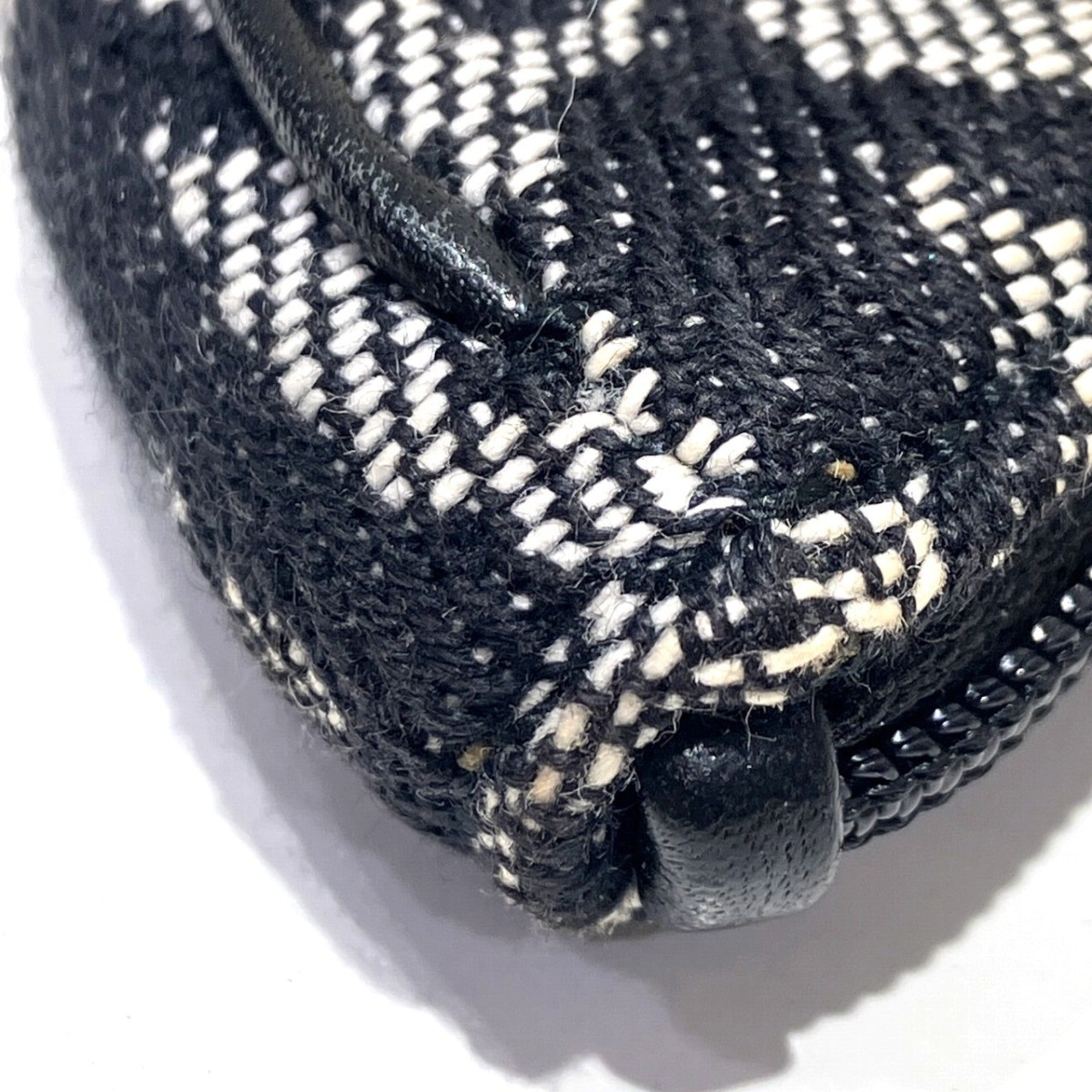 Christian Dior Black White Canvas Leather Coin Purse/Coin Case (Pre-Owned)
